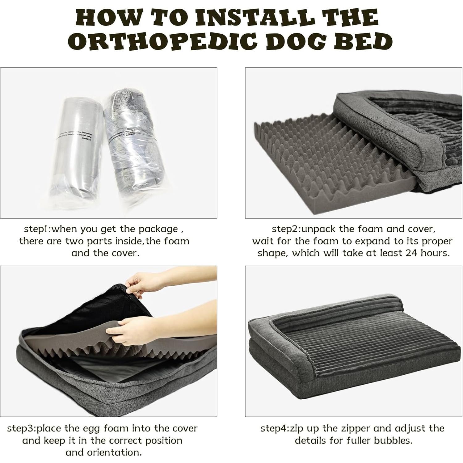 Cama ortopédica para perros grandes WINDRACING 91x58cm gris