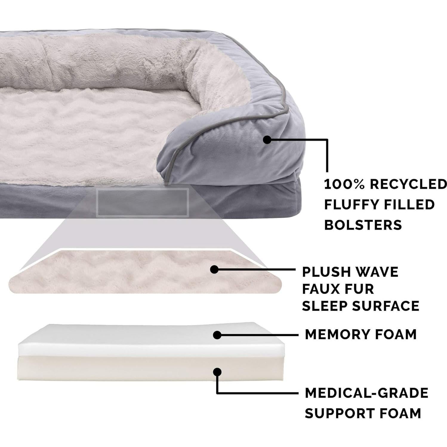 Cama para Perros Mediana Furhaven de Espuma Viscoelástica - Gris Granito