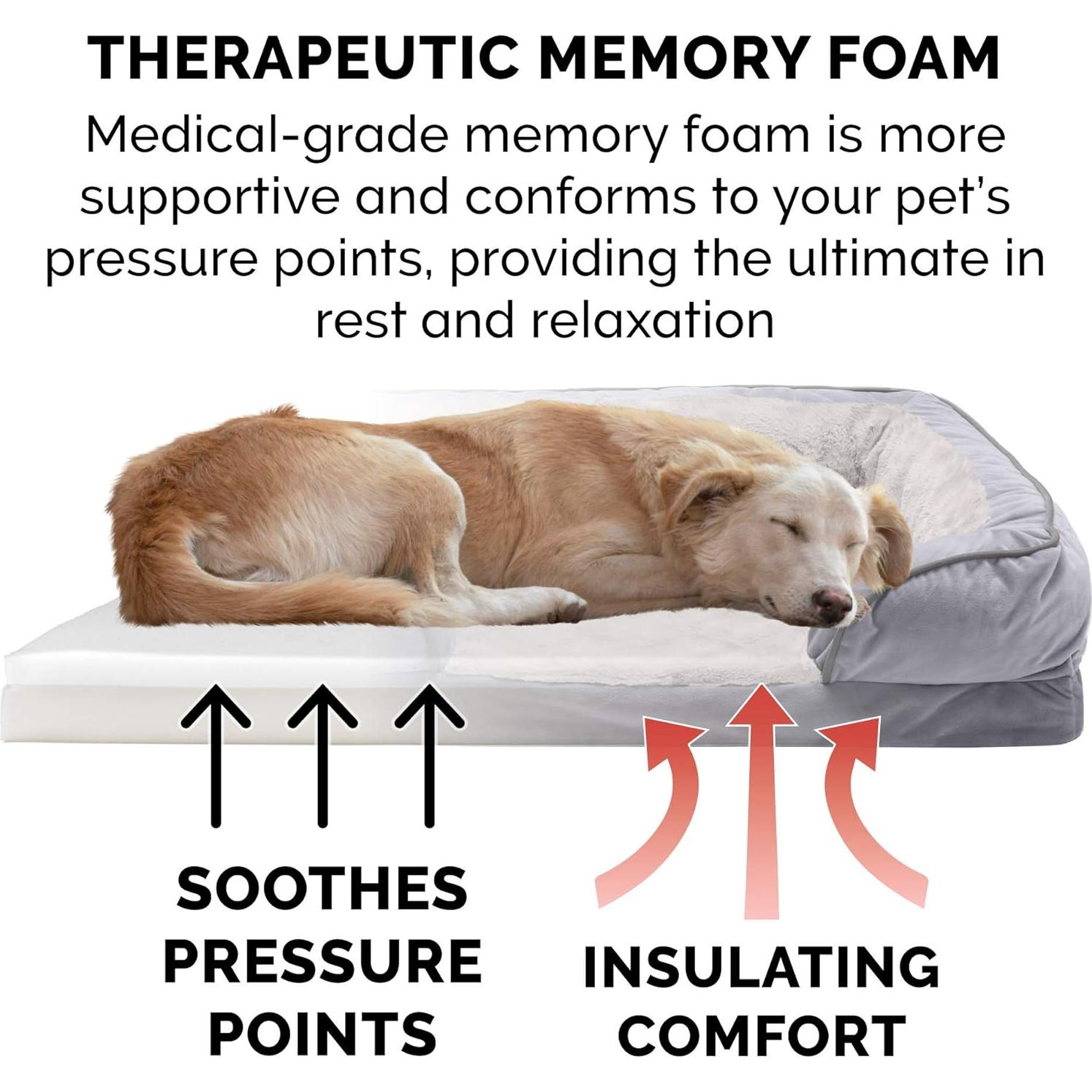 Cama para Perros Mediana Furhaven de Espuma Viscoelástica - Gris Granito