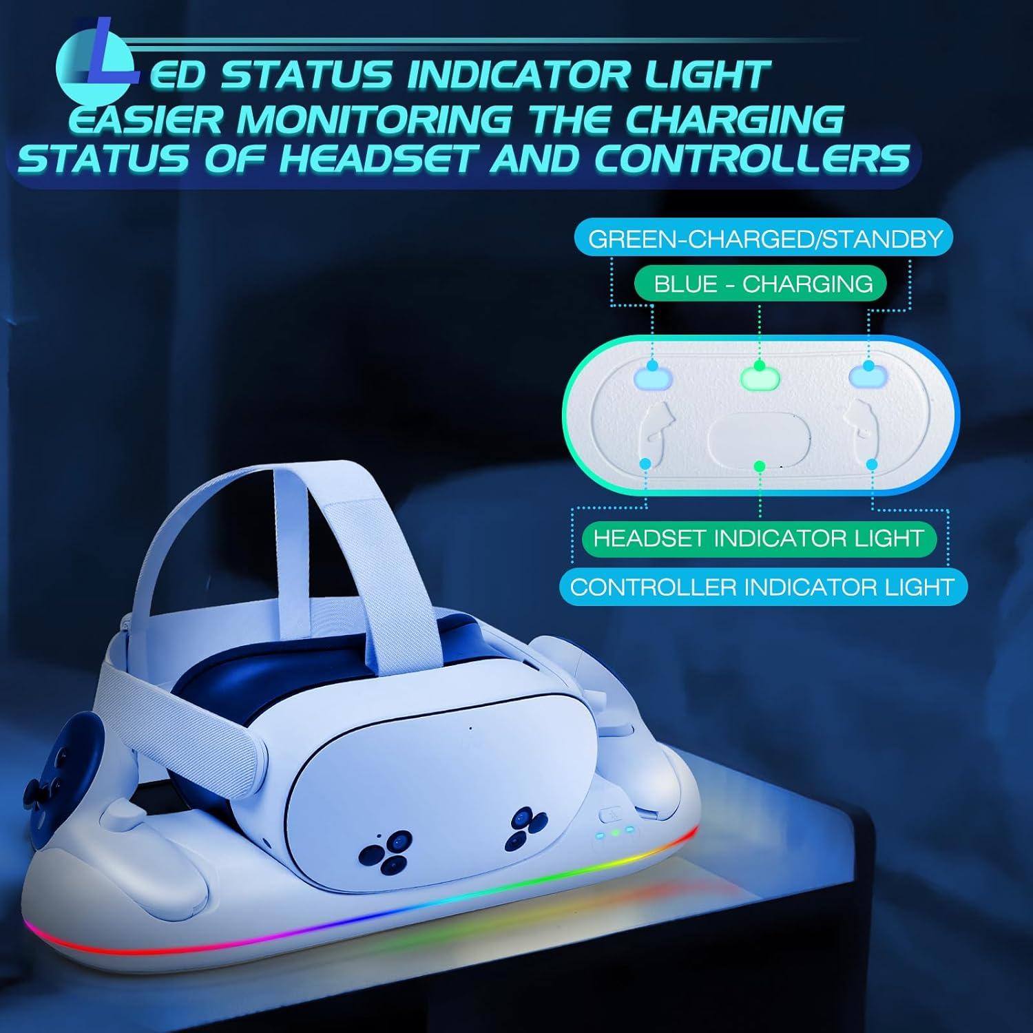 Estación de Carga Rápida HURRA para Meta Quest 3S/3/2/Pro