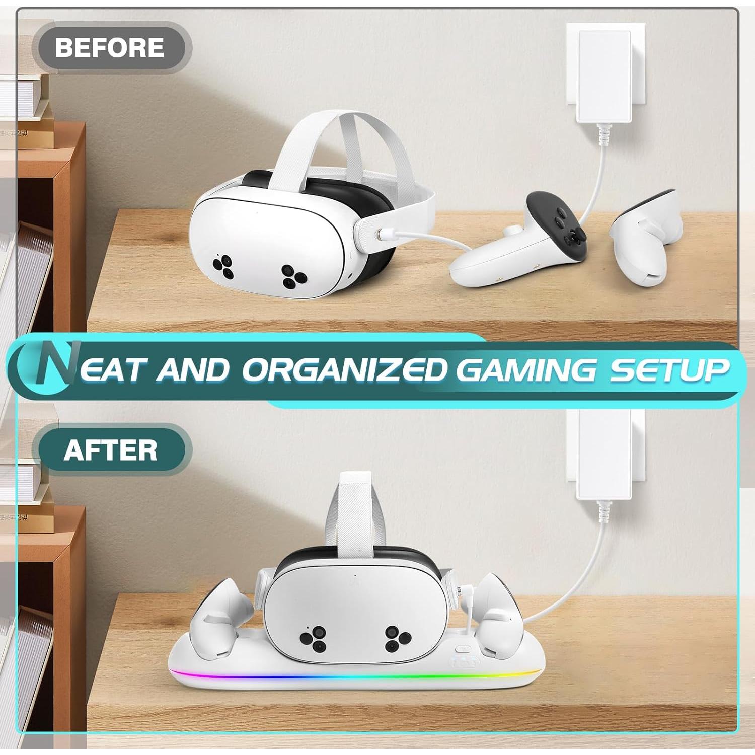 Estación de Carga Rápida HURRA para Meta Quest 3S/3/2/Pro