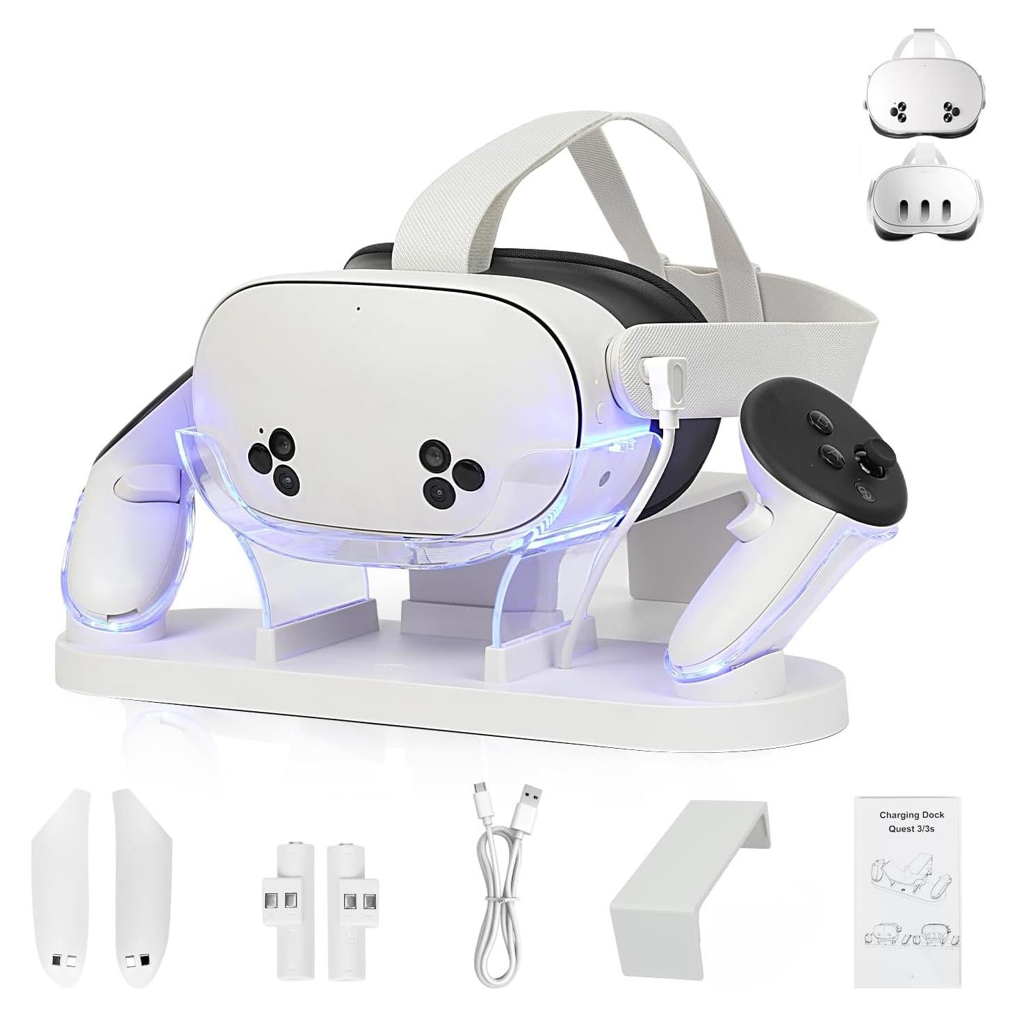 Base de Carga Rápida Meta Quest 3S con 2 Baterías Recargables