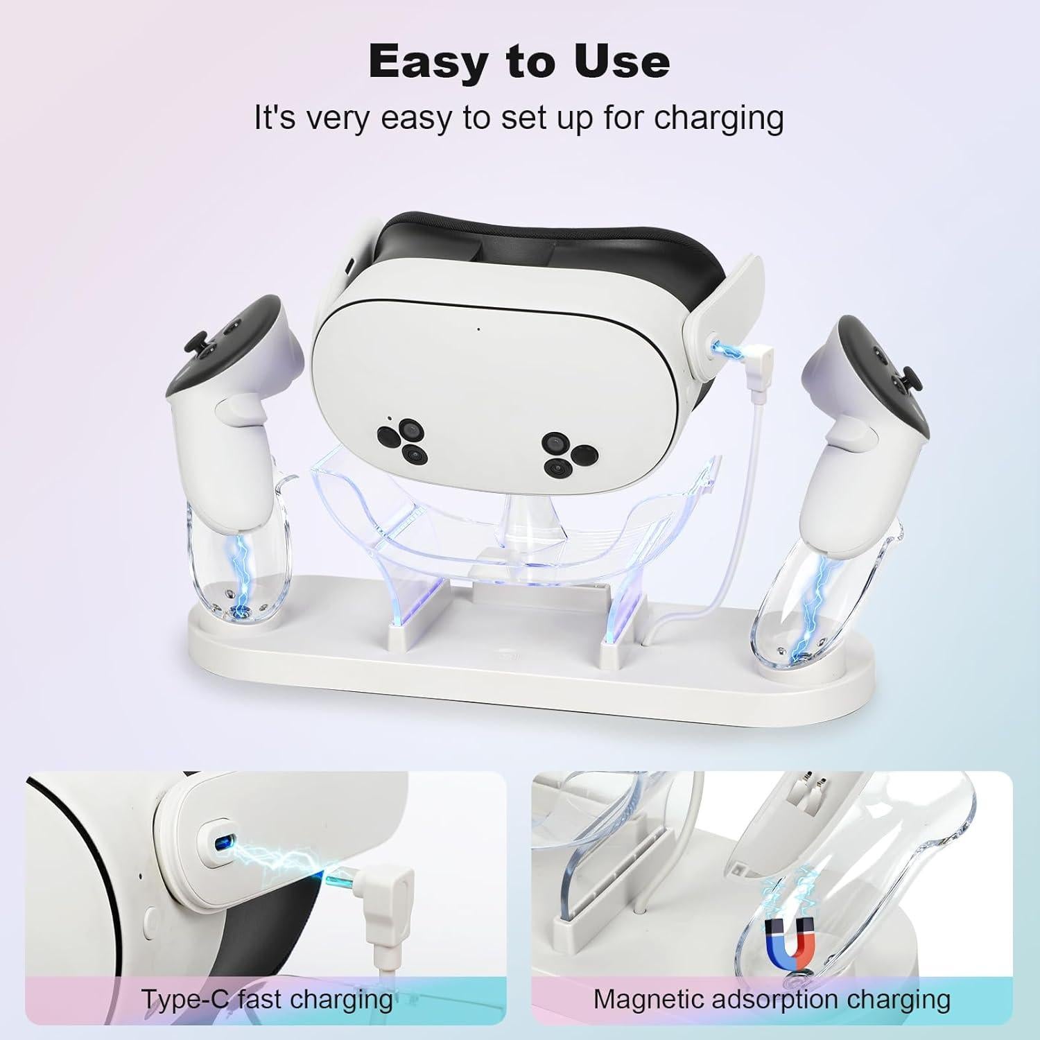 Base de Carga Rápida Meta Quest 3S con 2 Baterías Recargables