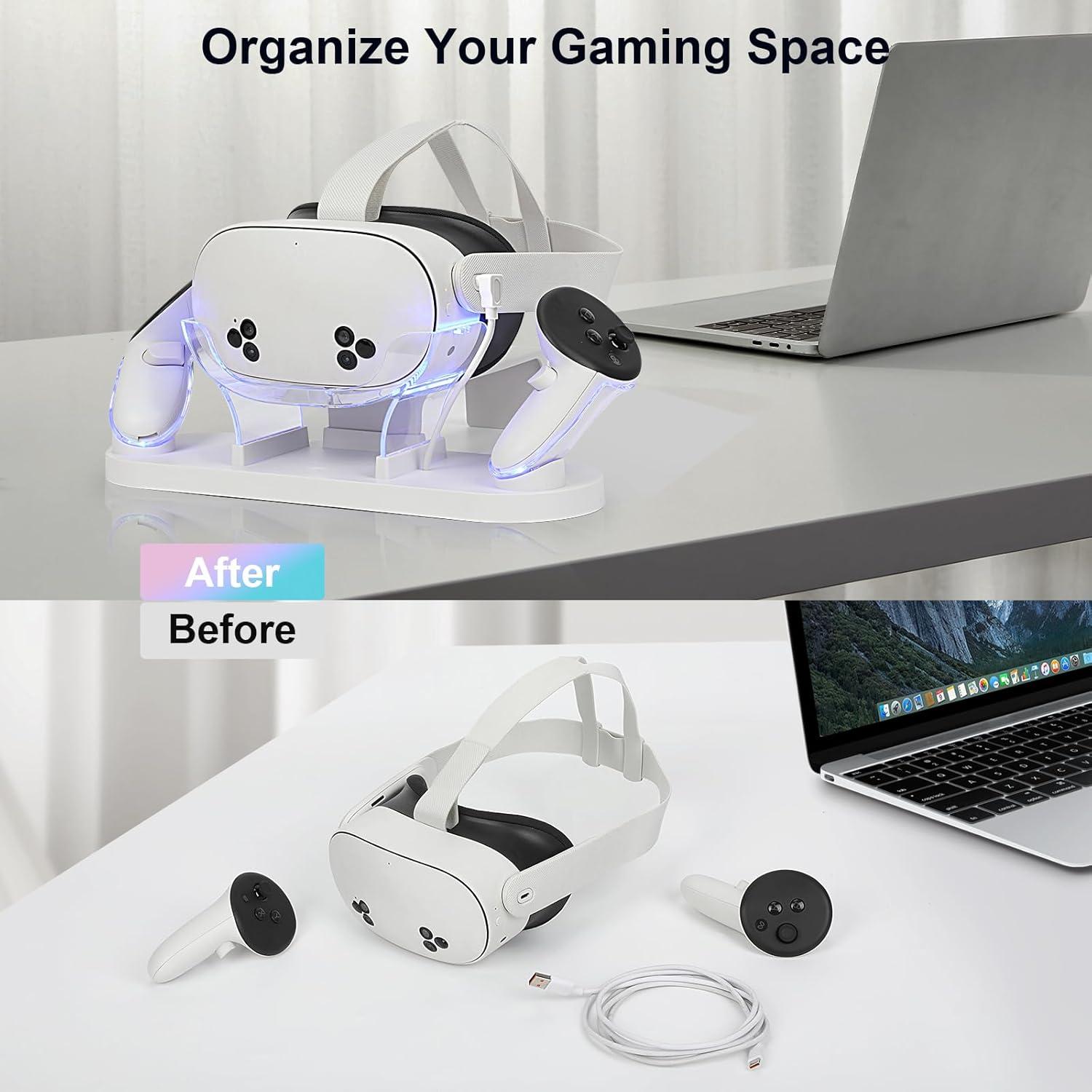 Base de Carga Rápida Meta Quest 3S con 2 Baterías Recargables