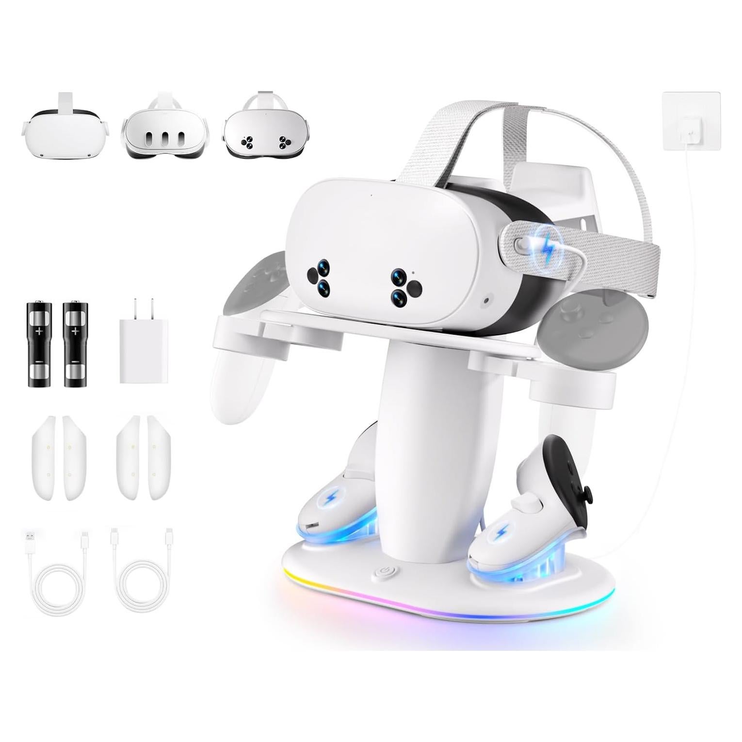 Base de Carga Rápida Saqico para Meta Quest 2/3/3s con RGB