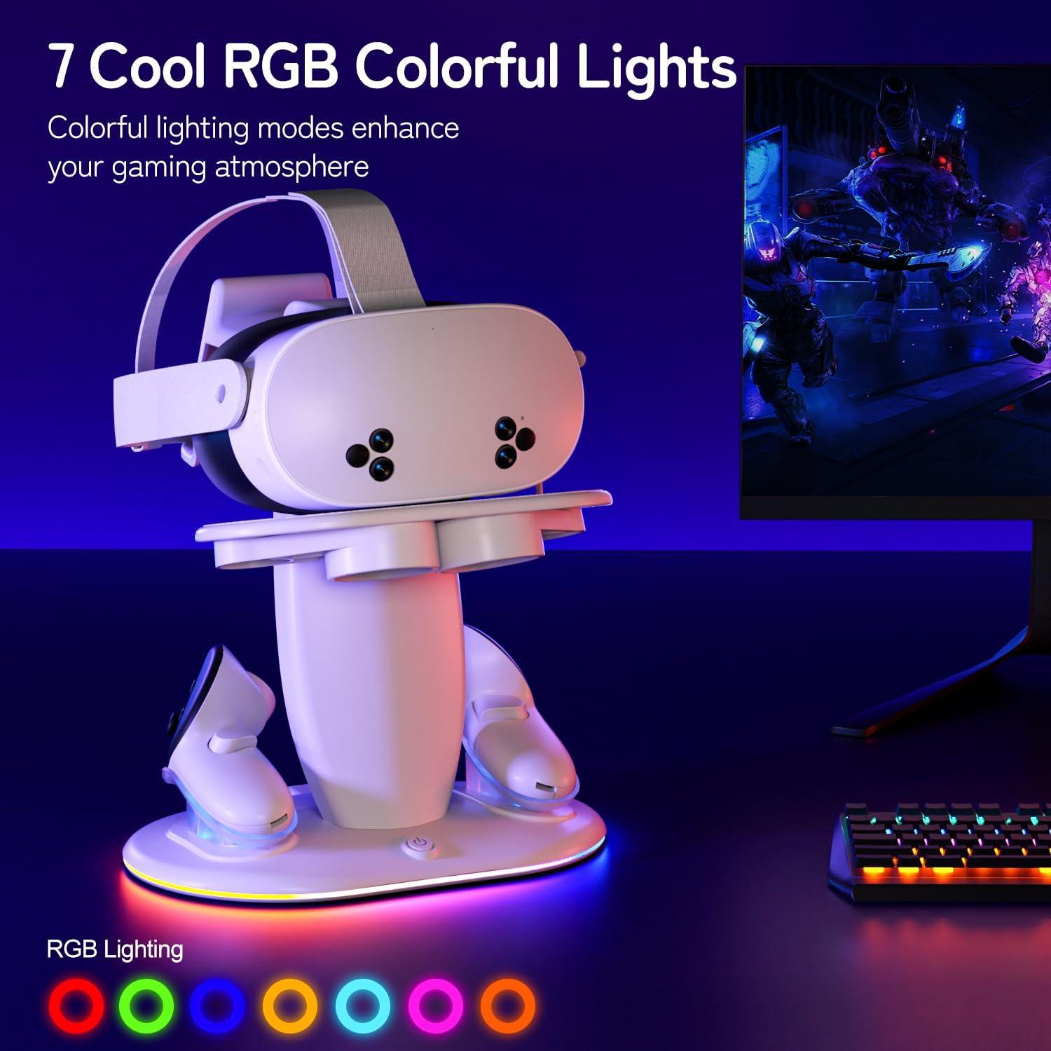 Base de Carga Rápida Saqico para Meta Quest 2/3/3s con RGB