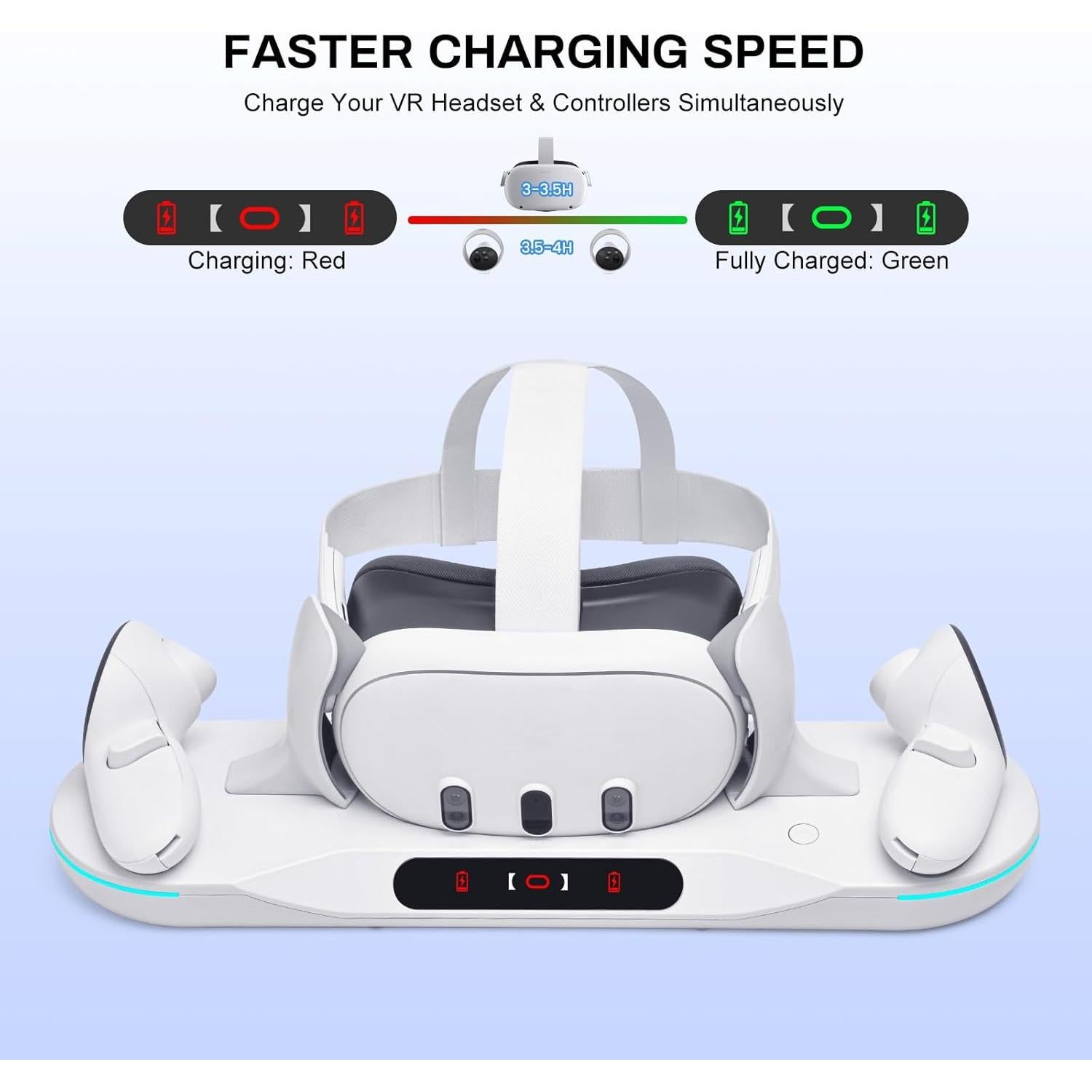 Base de Carga Rápida Alcopanda para Meta Quest 3 con 2 Baterías