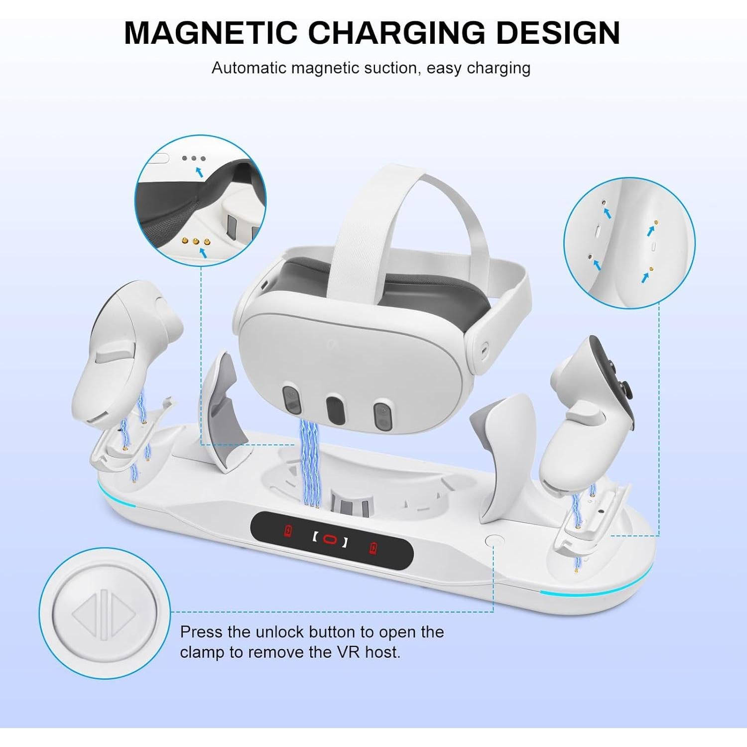 Base de Carga Rápida Alcopanda para Meta Quest 3 con 2 Baterías