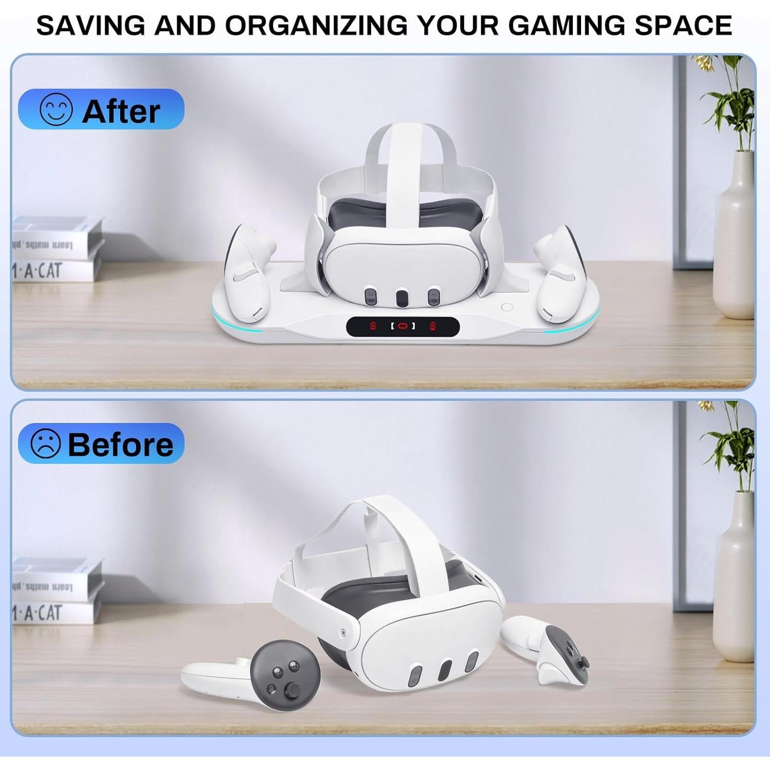 Base de Carga Rápida Alcopanda para Meta Quest 3 con 2 Baterías