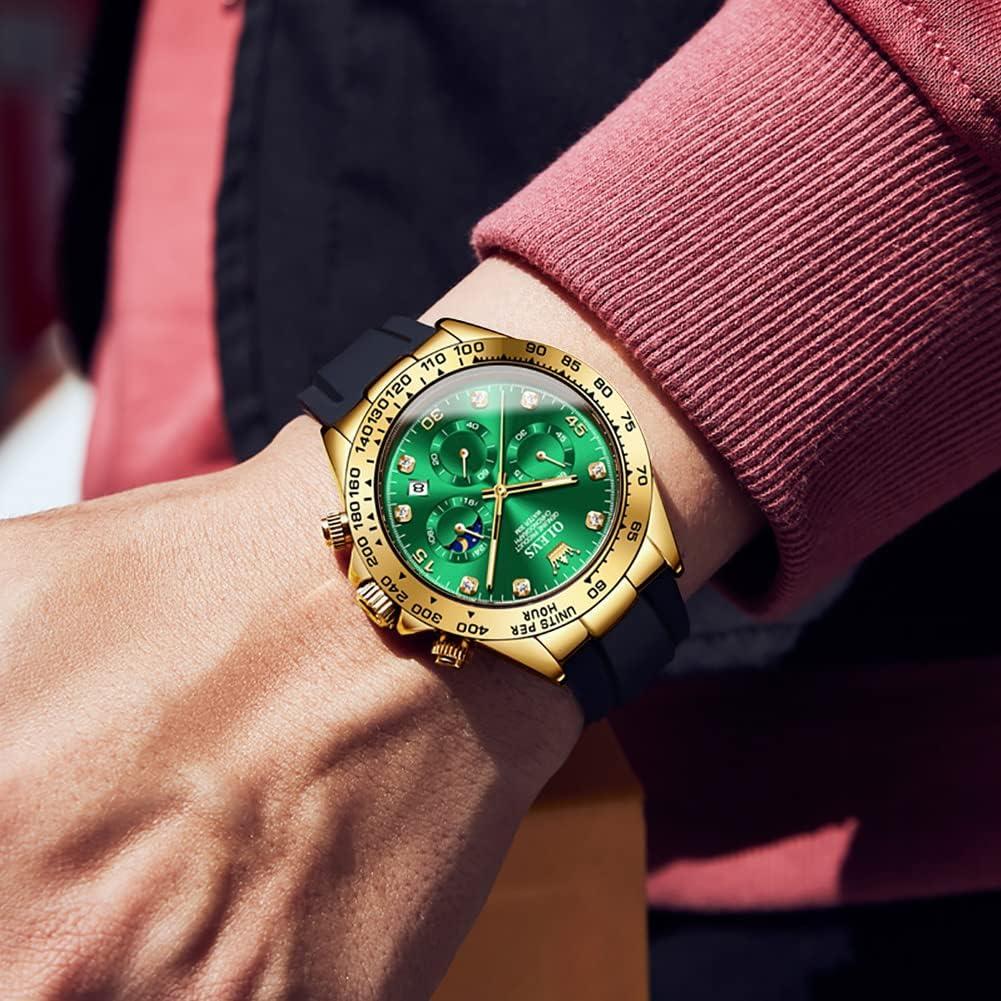 Reloj OLEVS Cronógrafo Multifuncional Hombre Verde Silicona