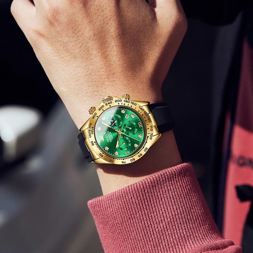 Reloj OLEVS Cronógrafo Multifuncional Hombre Verde Silicona