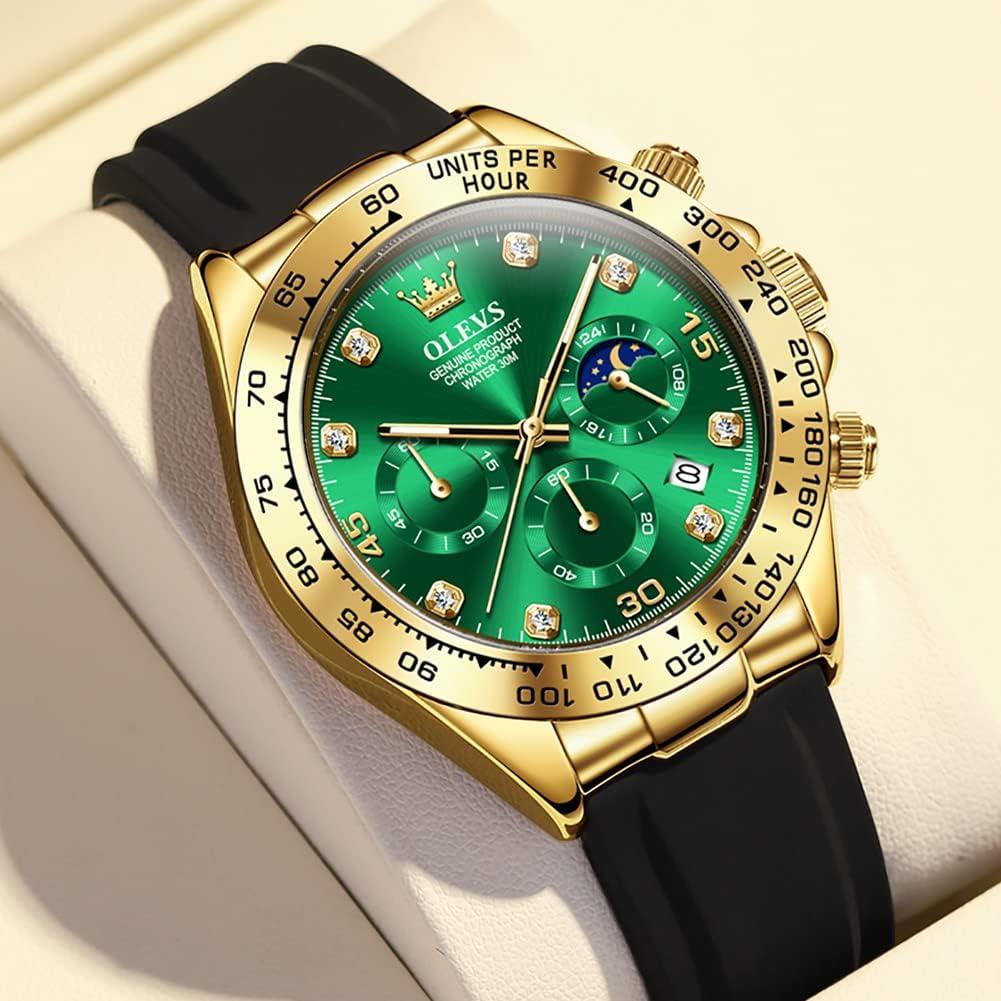 Reloj OLEVS Cronógrafo Multifuncional Hombre Verde Silicona
