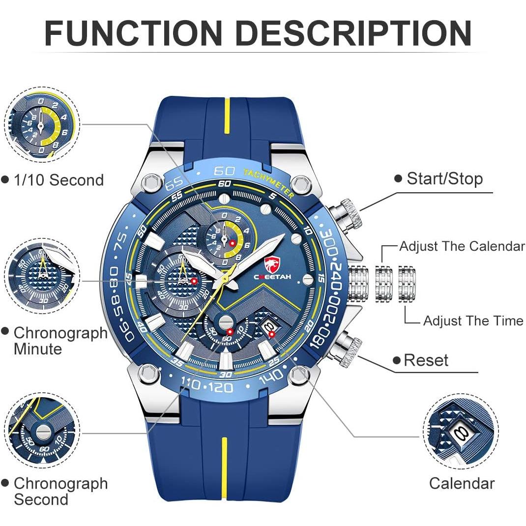 Reloj Cronógrafo Cheetah CH-1606 Militar Hombre Resistente