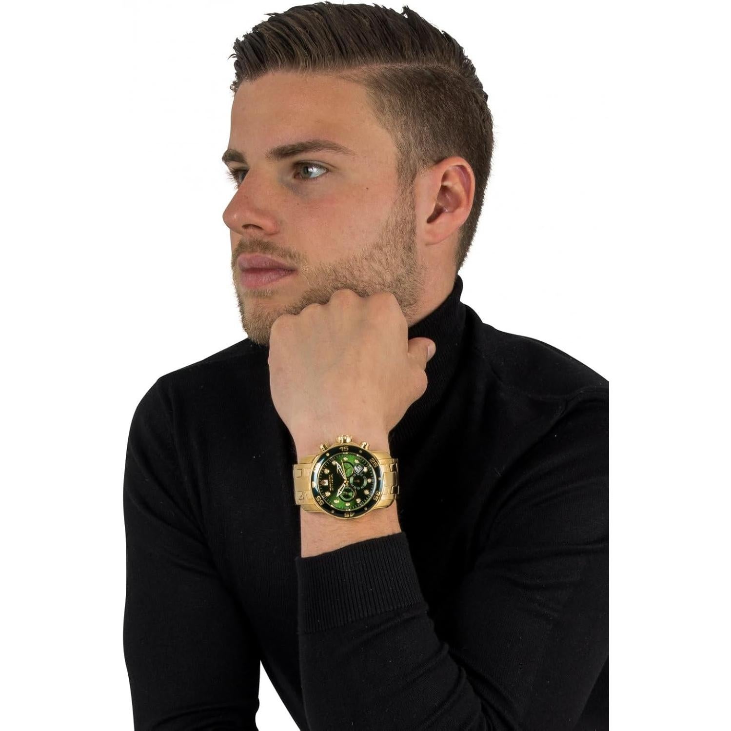 Reloj Cronógrafo Pro Diver Invicta Hombre 48mm Dorado Verde