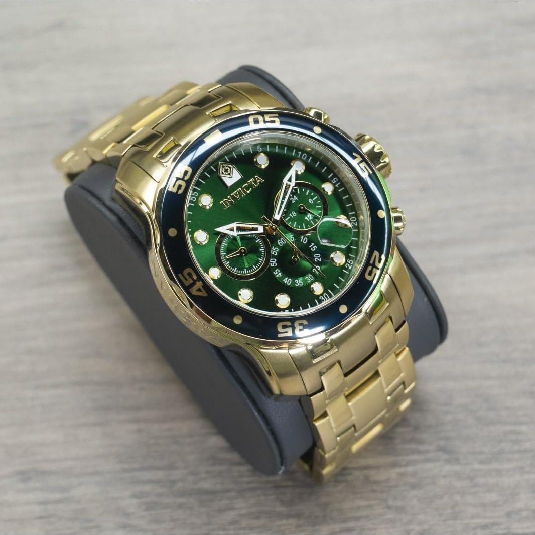 Reloj Cronógrafo Pro Diver Invicta Hombre 48mm Dorado Verde
