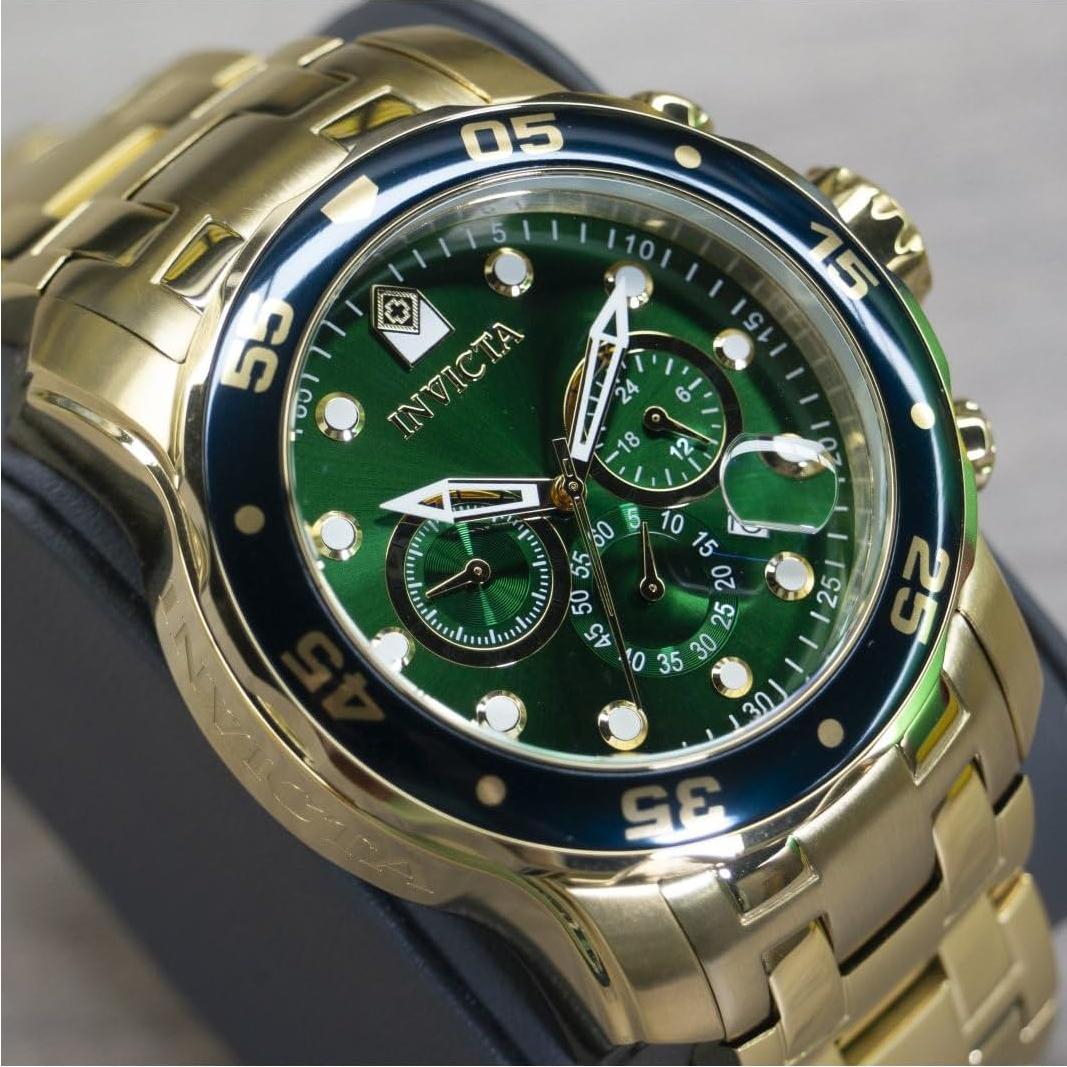 Reloj Cronógrafo Pro Diver Invicta Hombre 48mm Dorado Verde