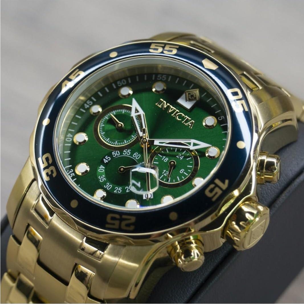 Reloj Cronógrafo Pro Diver Invicta Hombre 48mm Dorado Verde
