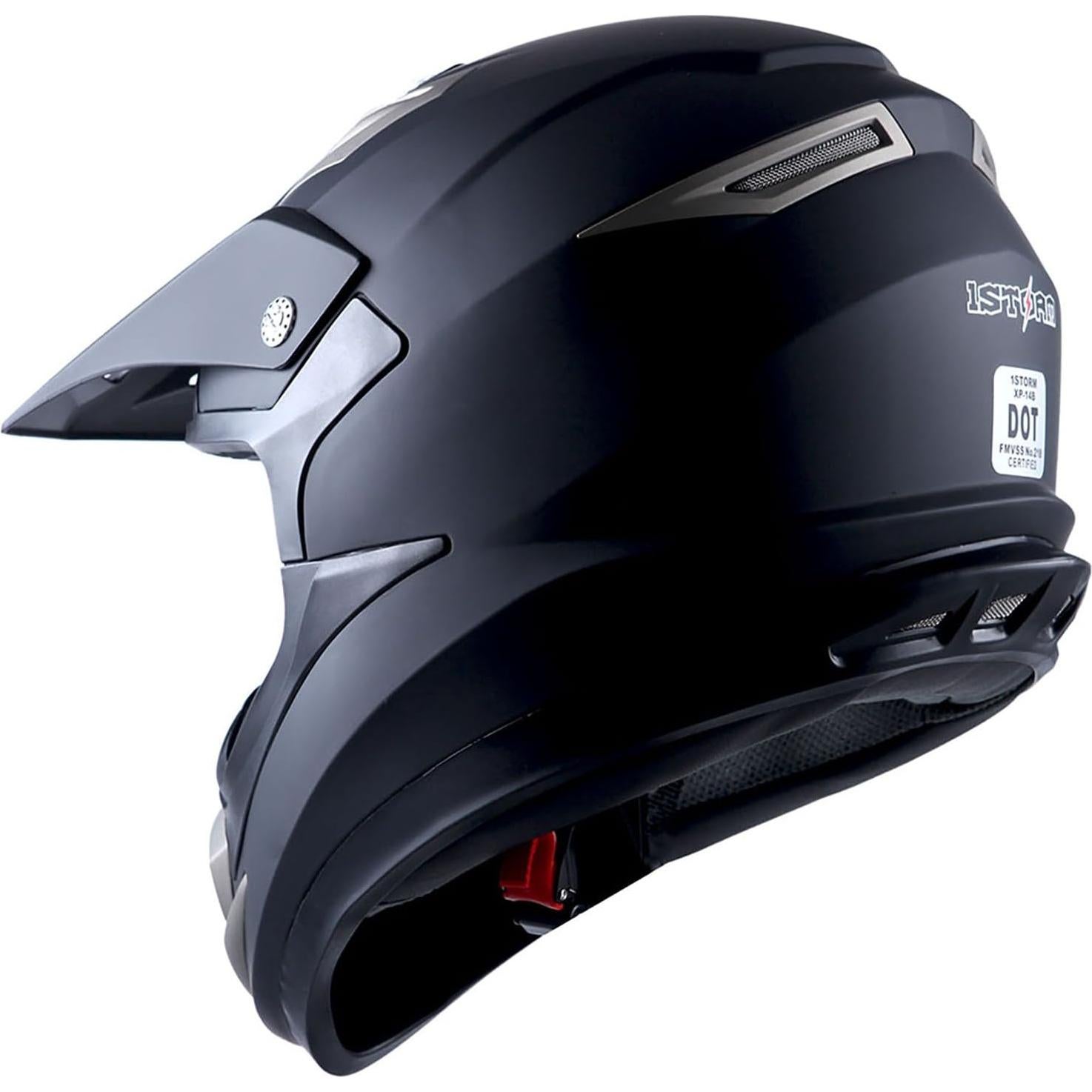 Casco de Motocross 1Storm HGXP14B Fibra Carbono Negro