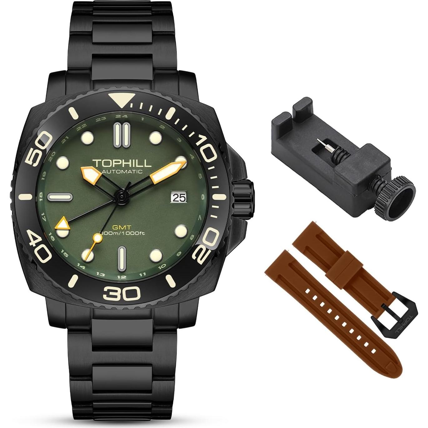 Reloj Automático GMT TOPHILL TL027G Buceo 300M Acero Inoxidable