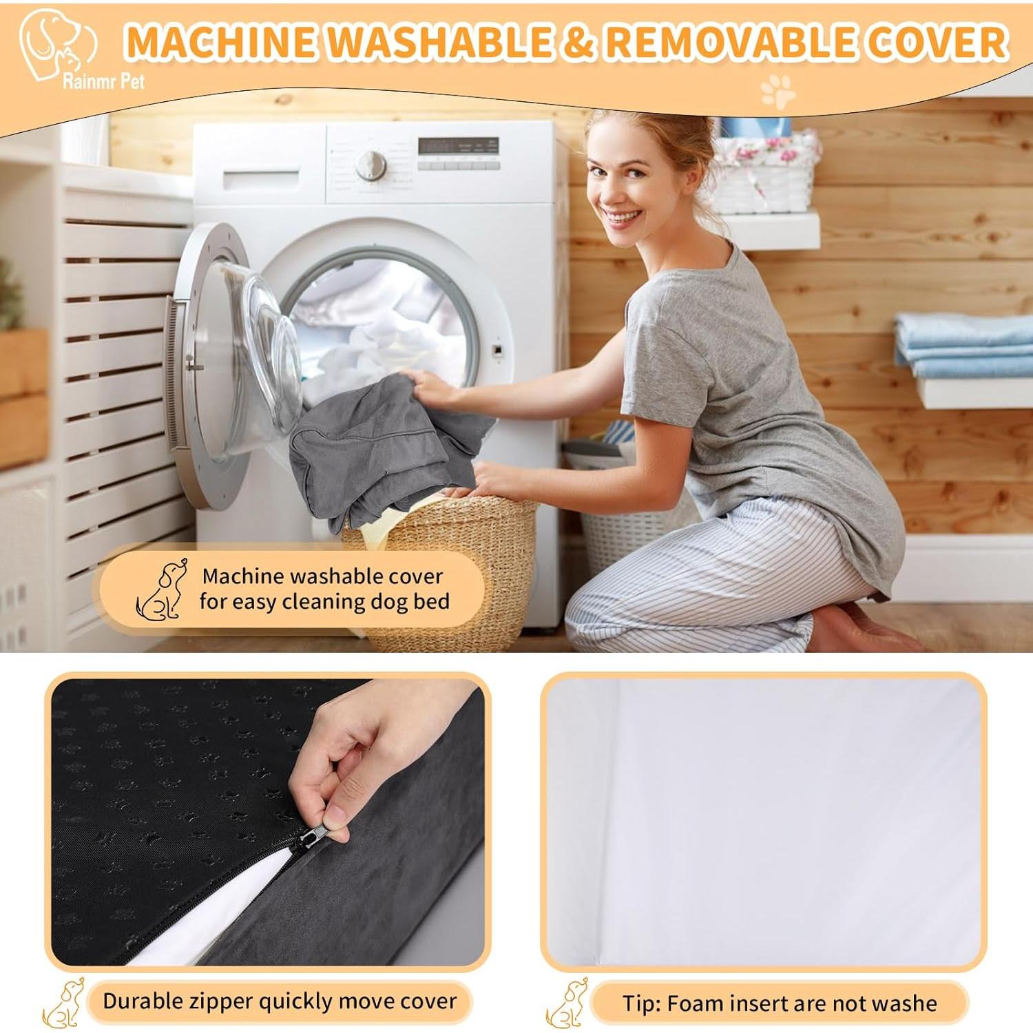 Cama ortopédica para perros grandes Rainmr XL 132x91cm gris