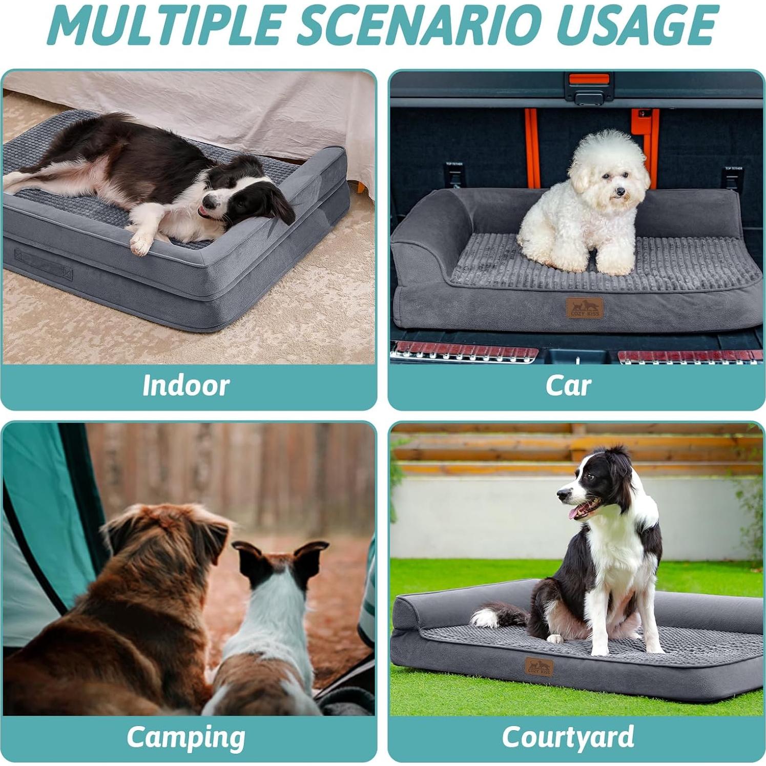 Cama ortopédica para perro grande COZY KISS 76x51 cm gris