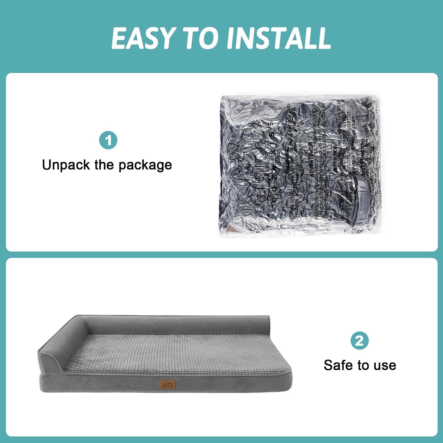 Cama ortopédica para perro grande COZY KISS 76x51 cm gris