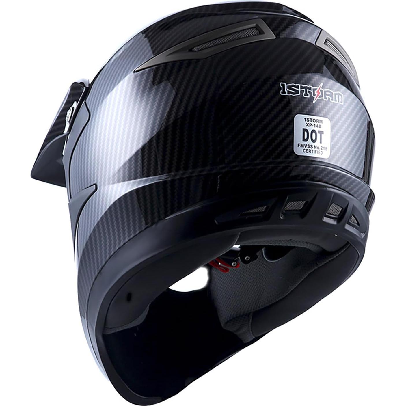 Casco de Motocross 1Storm HGXP14B Fibra Carbono Negro