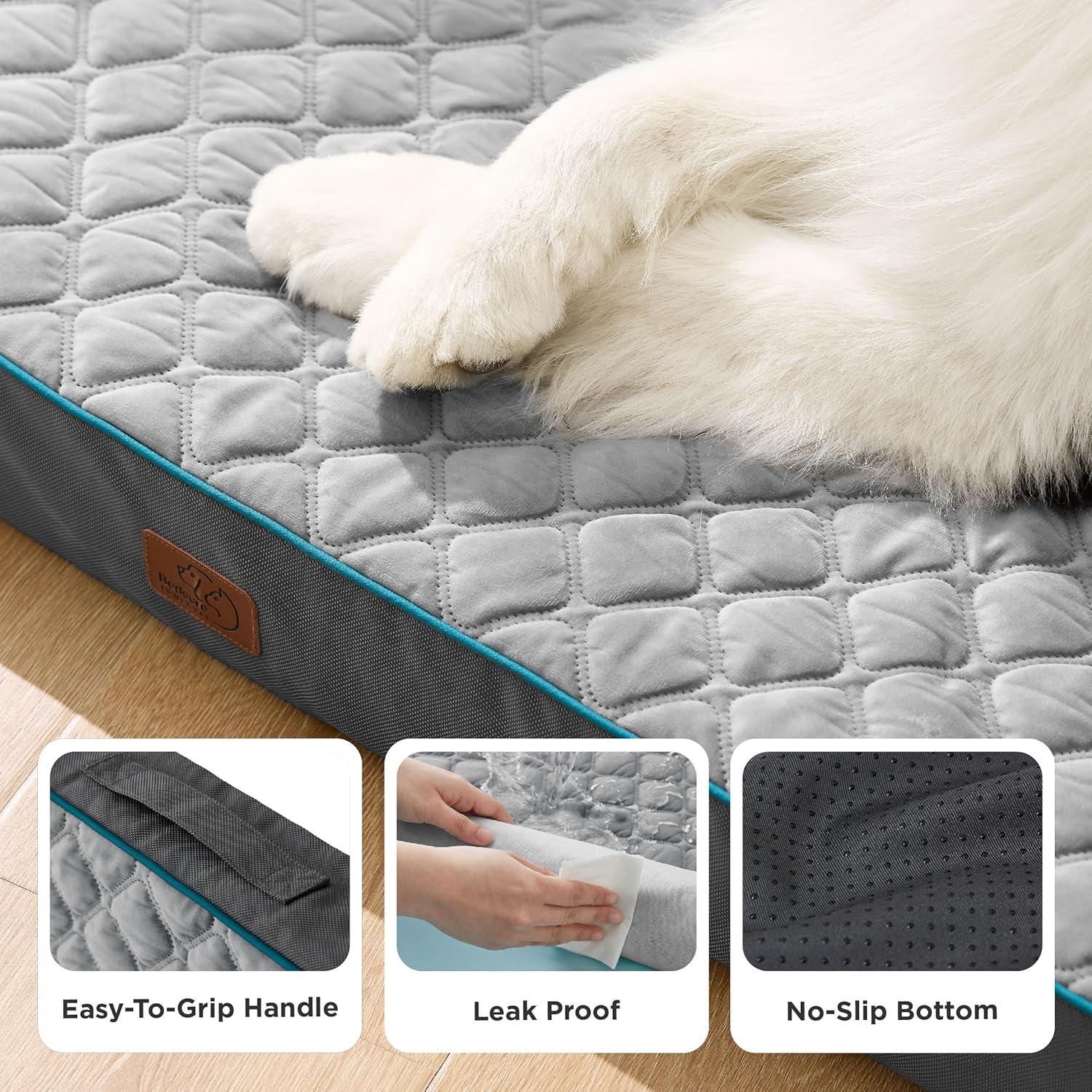 Cama Ortográfica para Perros Bedsure XL 104x74 cm Gris