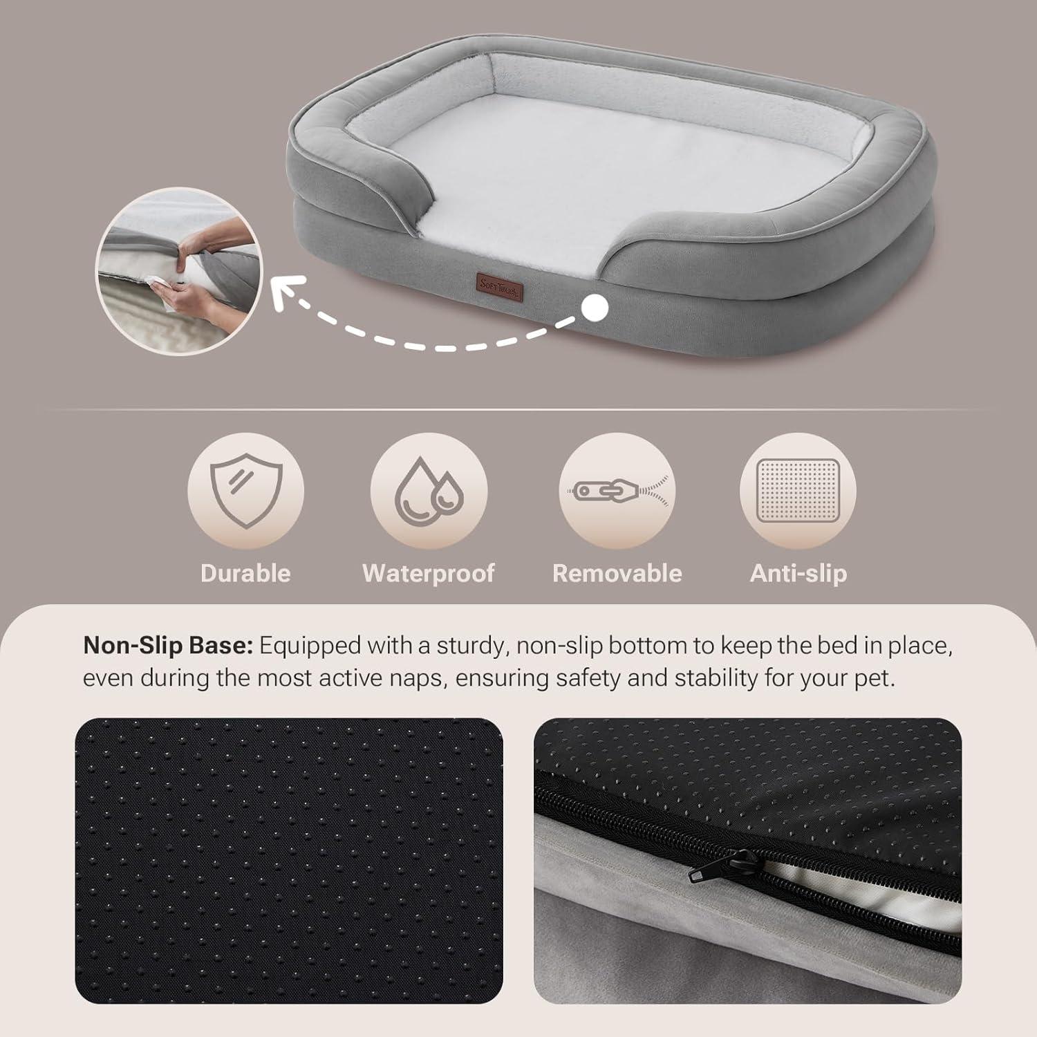 Cama Ortopédica para Perros Grandes Soft Touch 88.9x63.5cm Gris