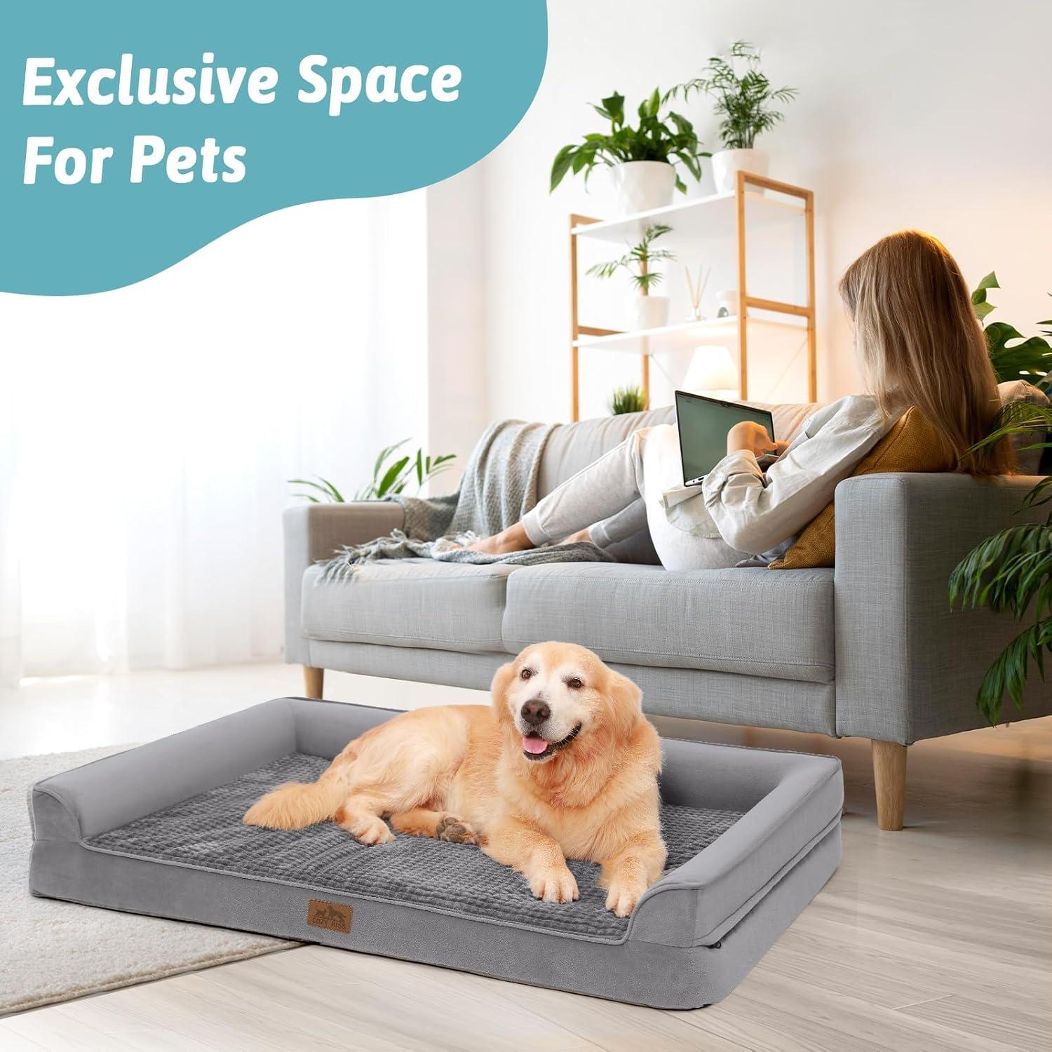 Cama Ortopédica para Perros Grandes COZY KISS 106x76x19 cm Gris