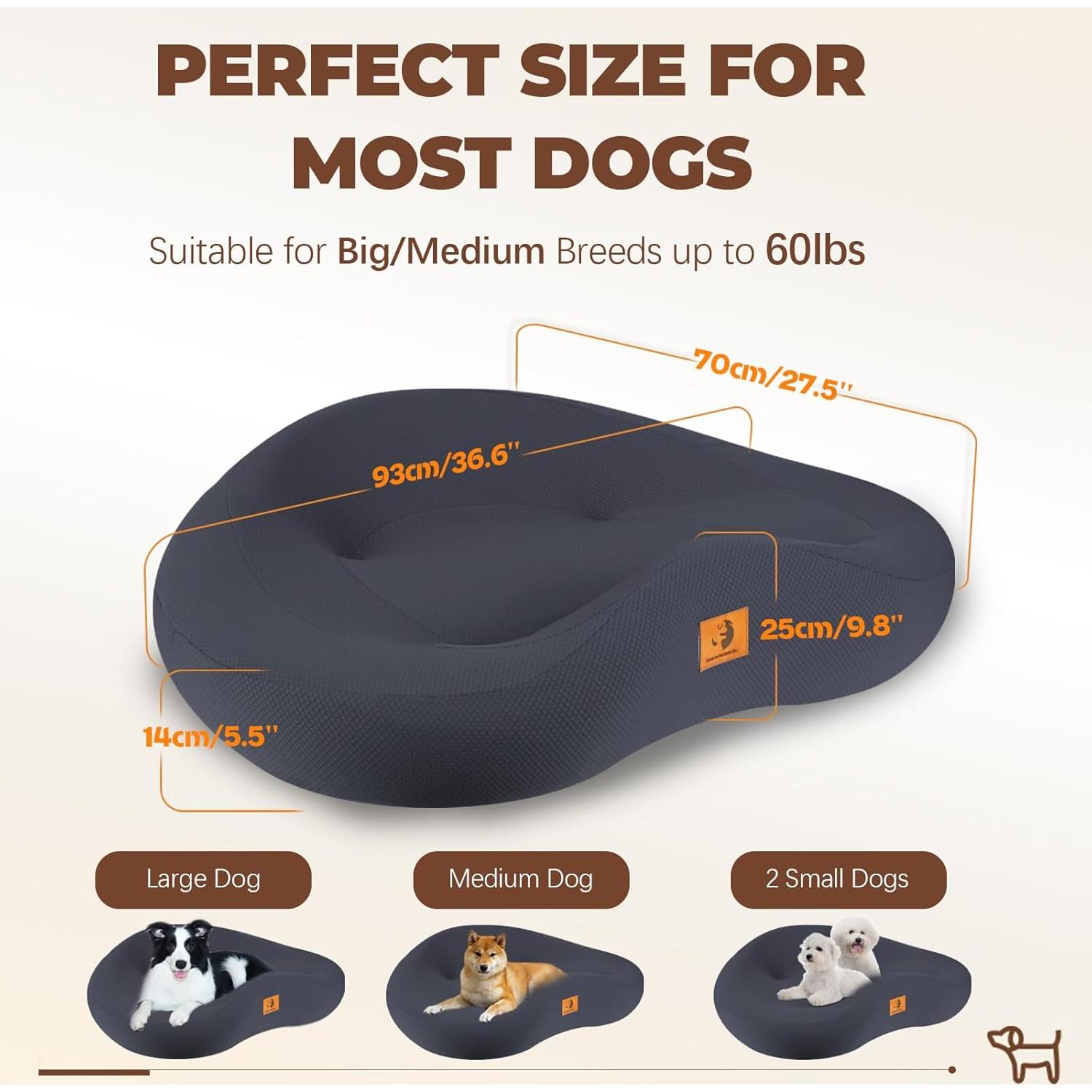 Cama ortopédica para perros grandes ESCRODOI 92.9x69.85cm