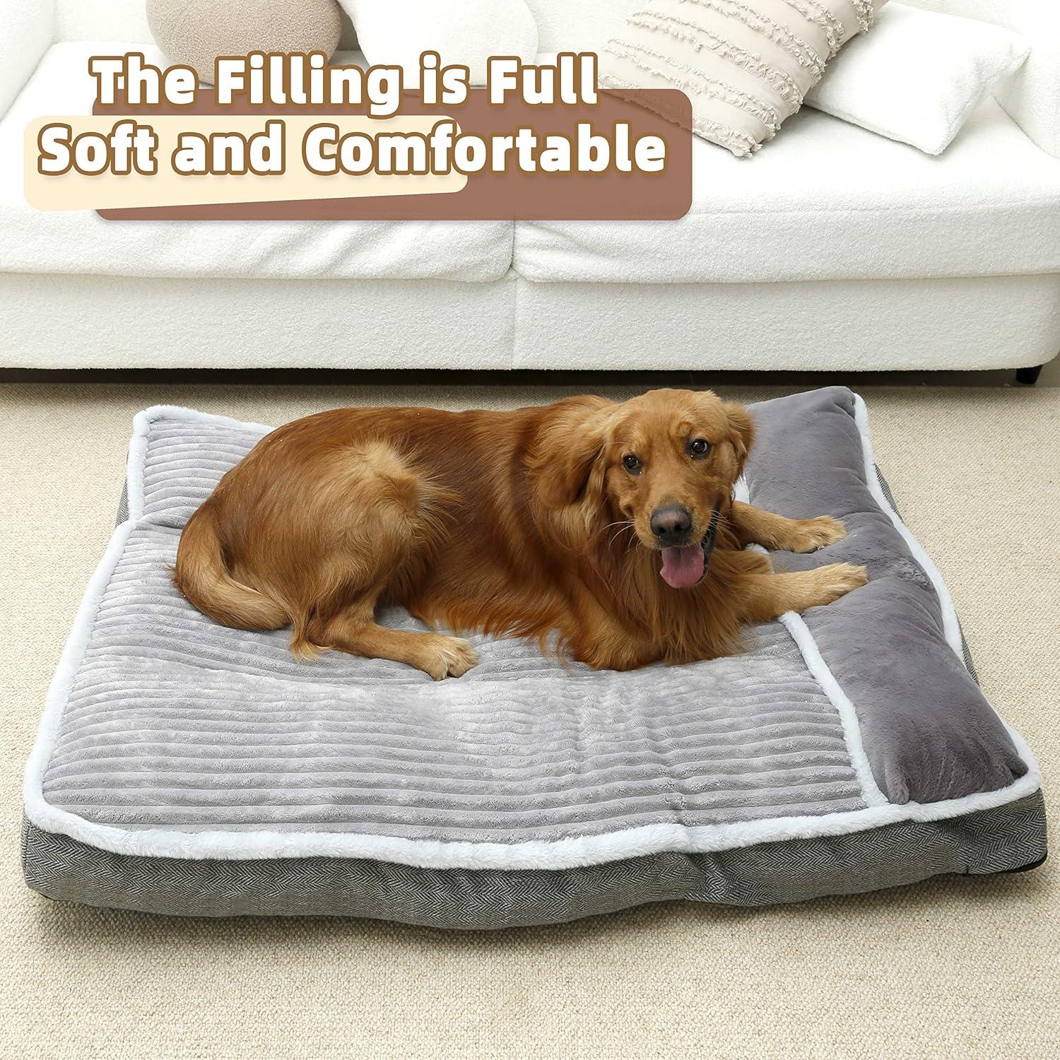 Cama Grande para Perro WINDRACING 101.6x71.1cm Suave Gris