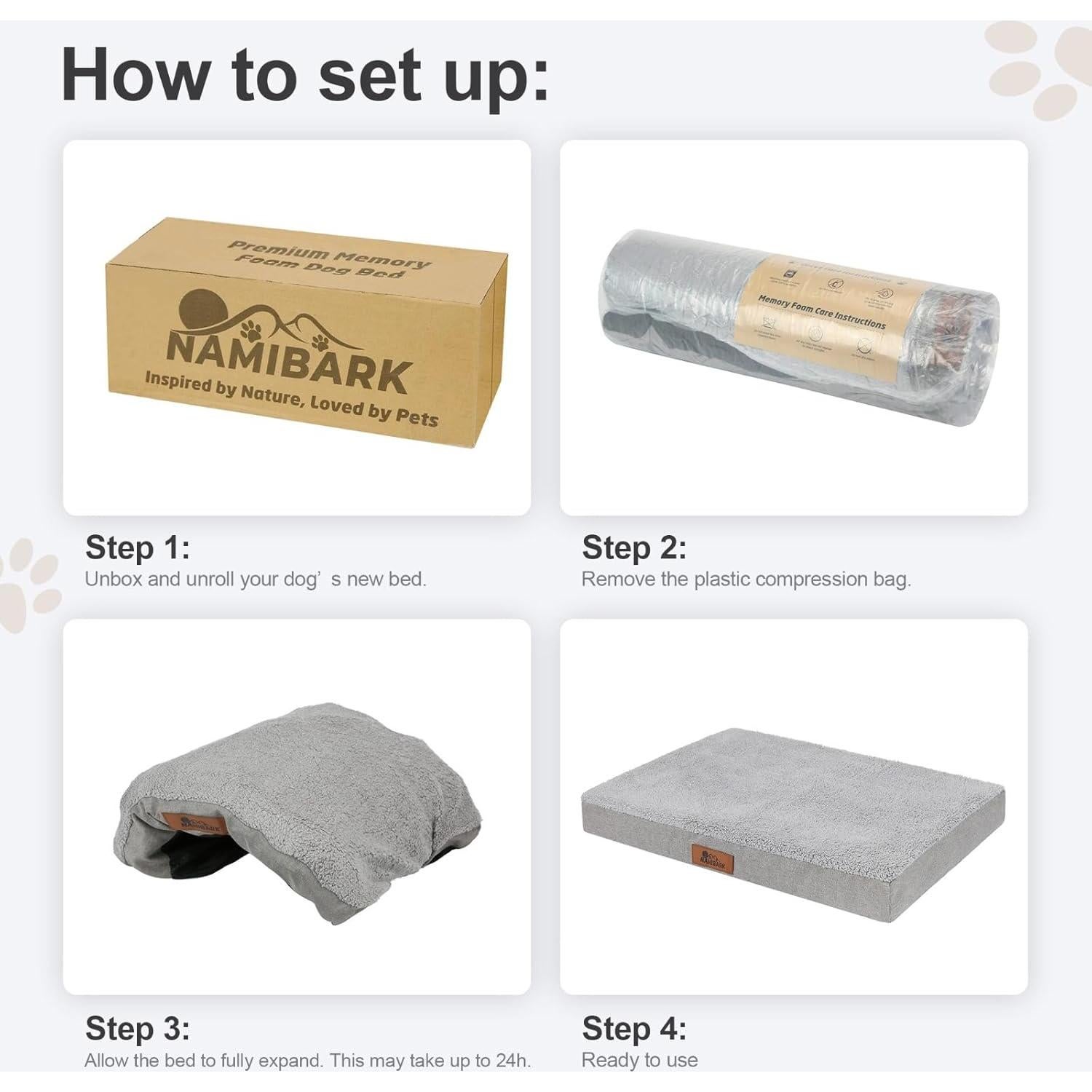 Cama ortopédica para perros NAMIBARK 76x50 cm viscoelástica