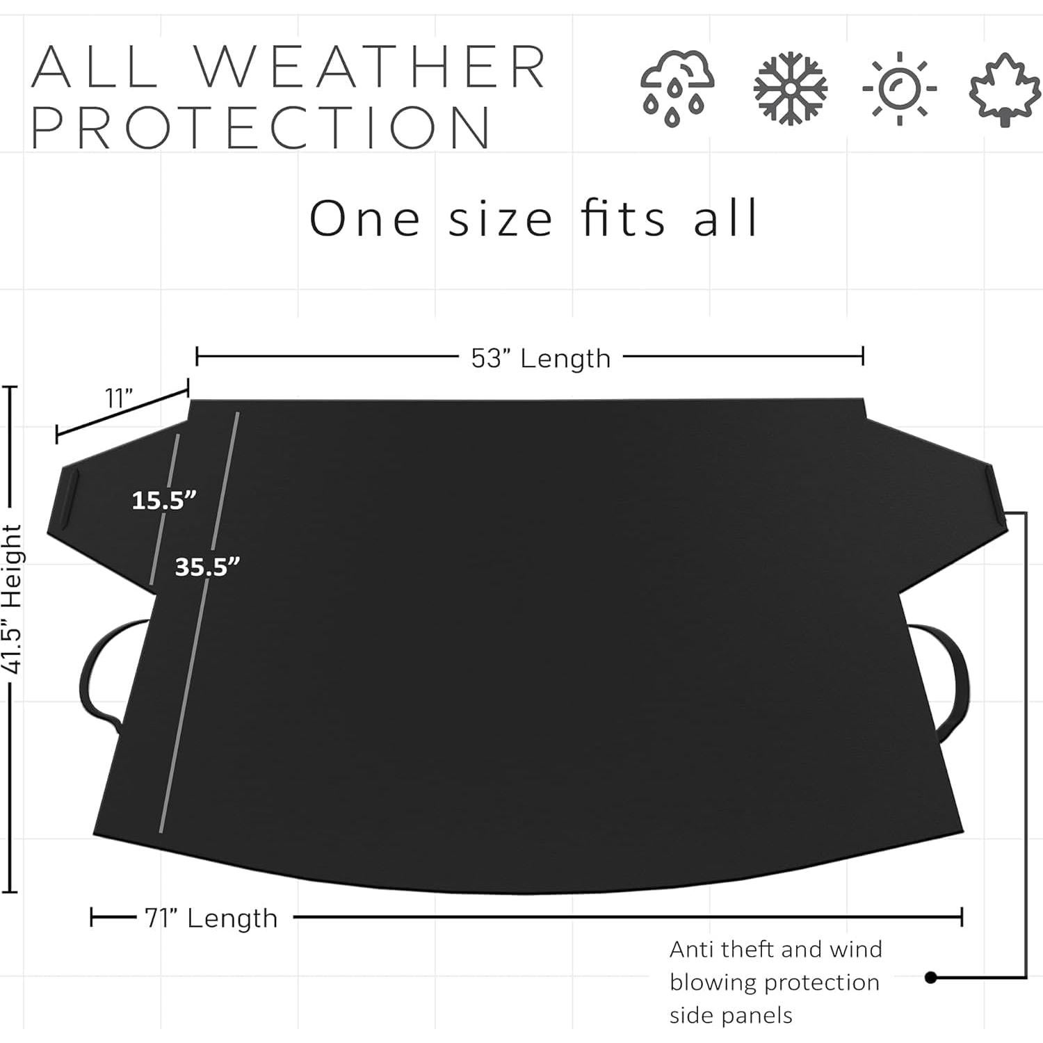 Cubierta de Parabrisas OxGord para Nieve y Hielo 190.5x107.3cm