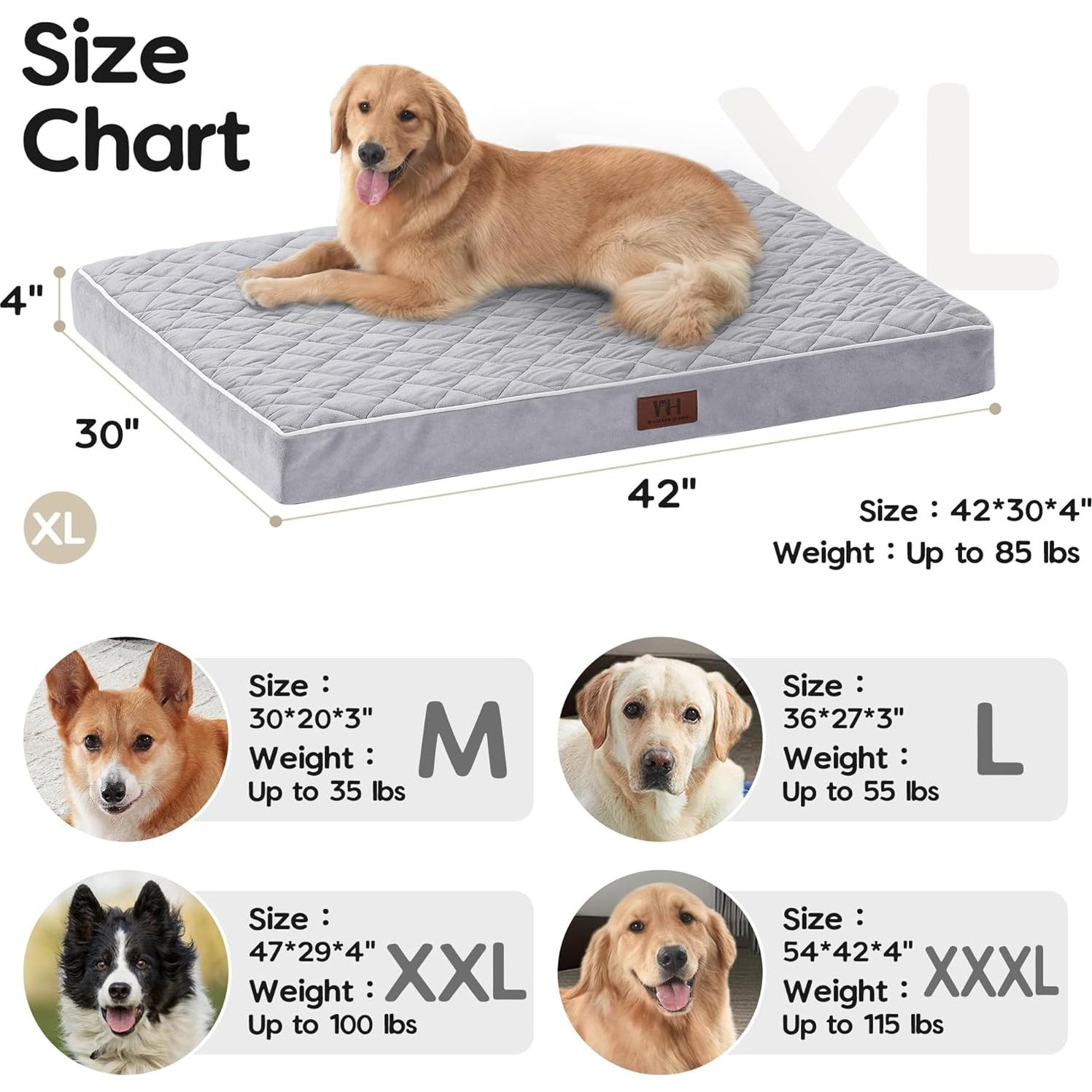 Cama ortopédica para perros grandes Western Home WH - Gris 106.68x76.2 cm