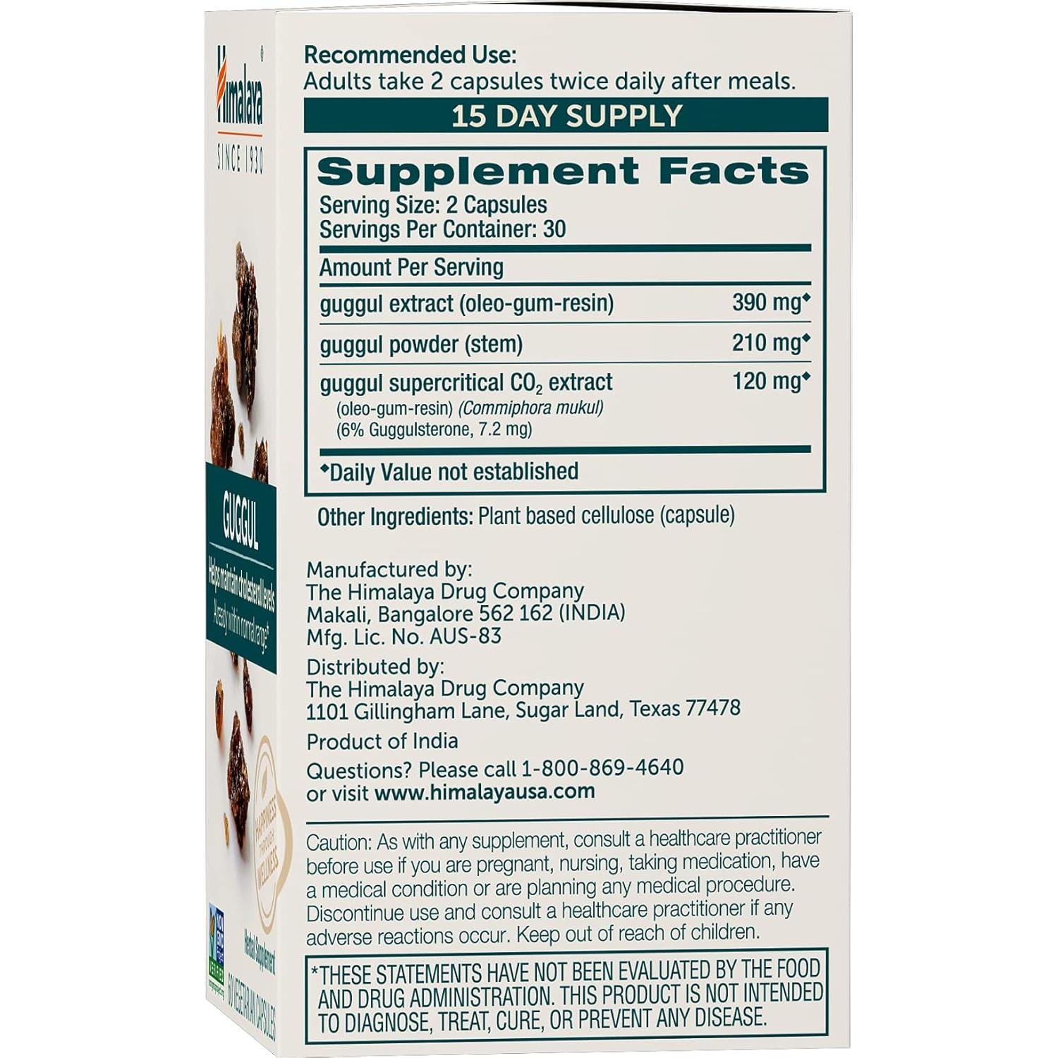 Himalaya Guggul 720 mg - Suplemento Herbal para Hígado 60 Cápsulas