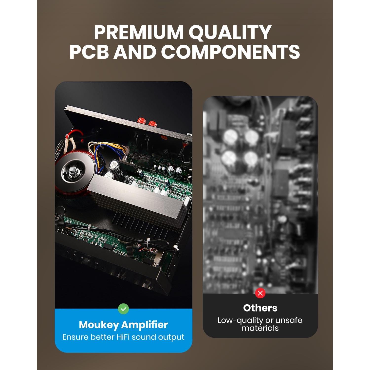 Amplificador Estéreo Bluetooth 5.0 Moukey MAMP1 400W 2.0 Canales