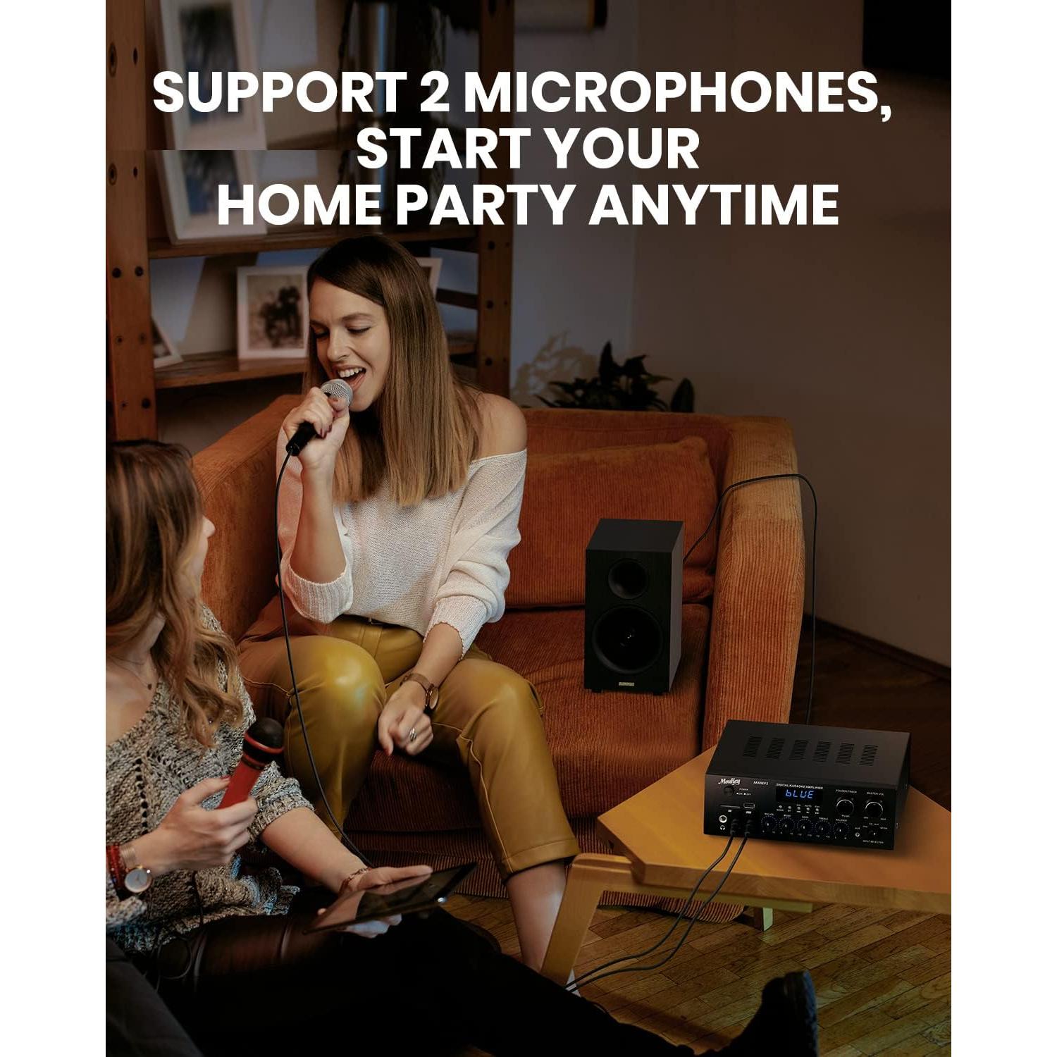 Amplificador Estéreo Bluetooth 5.0 Moukey MAMP1 400W 2.0 Canales