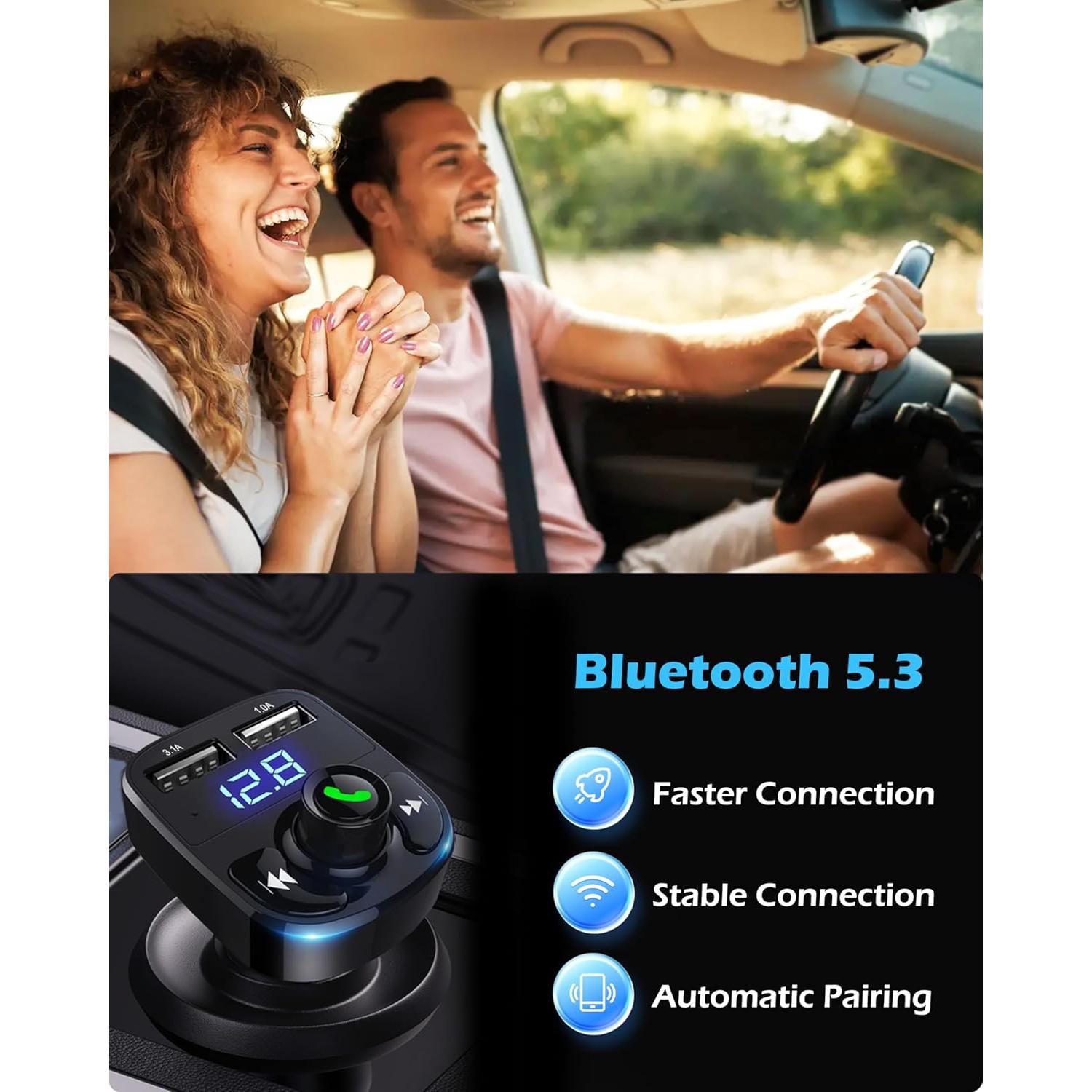 Transmisor FM Bluetooth para coche INTRO HY82 con USB dual