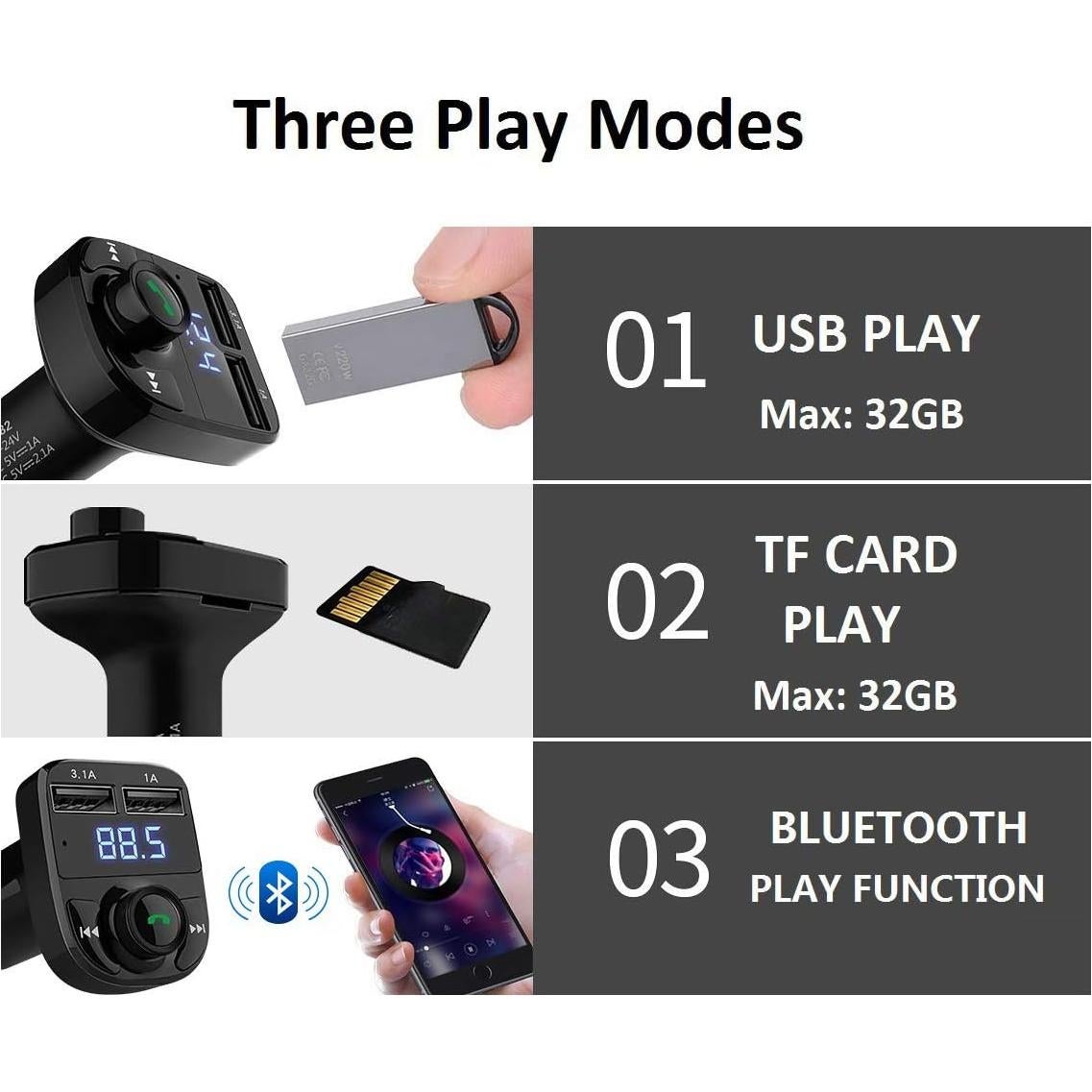 Transmisor FM Bluetooth para coche INTRO HY82 con USB dual