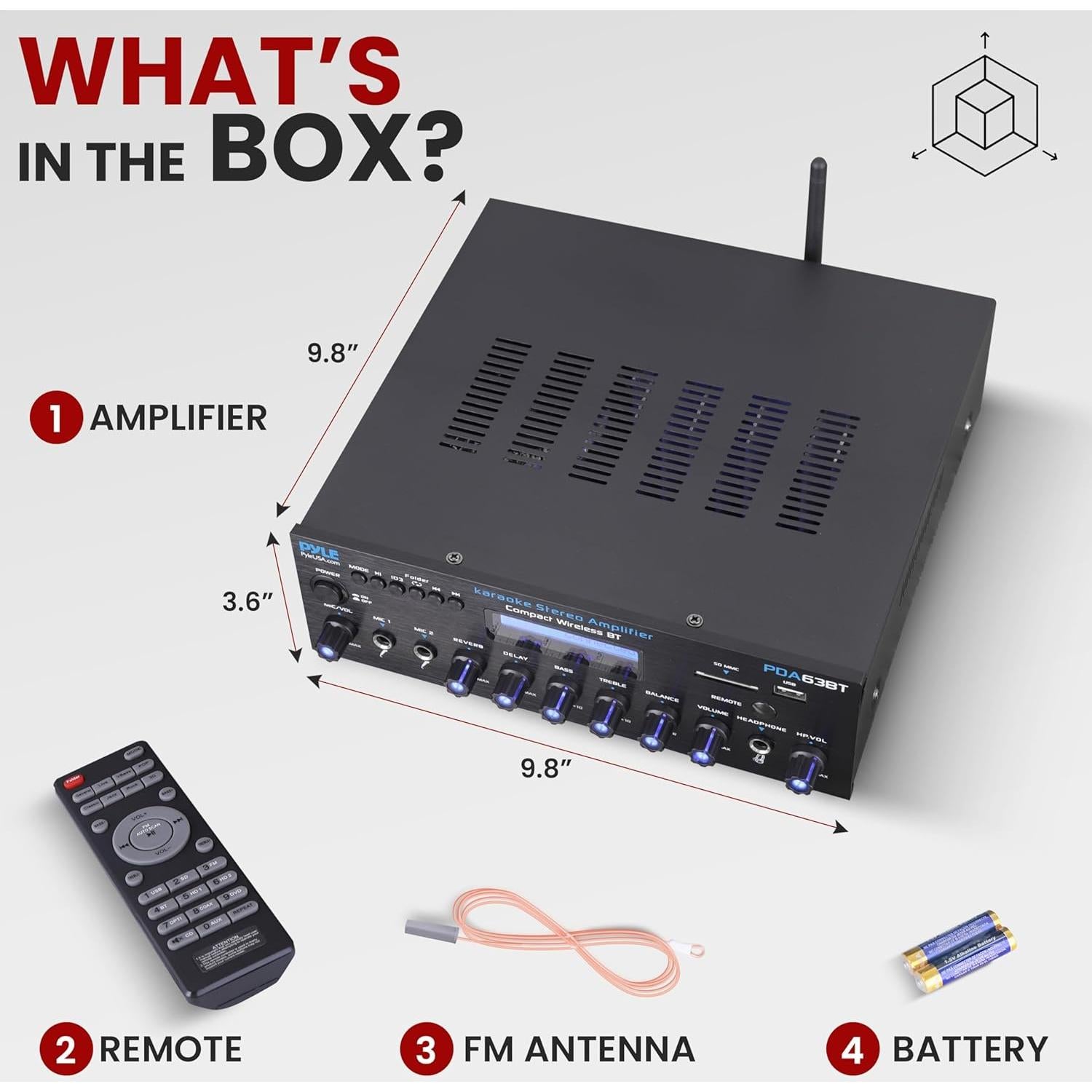 Amplificador Estéreo Inalámbrico Pyle PDA63BT 200W Bluetooth