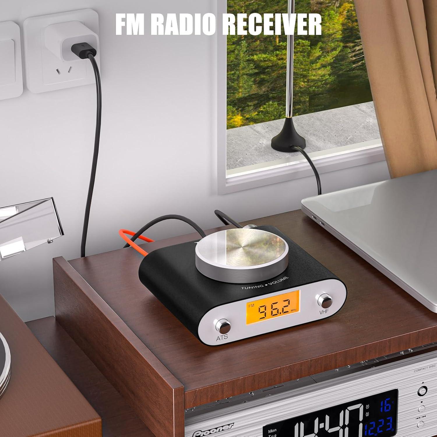 Receptor de Radio FM Facmogu Si4730 con Antena de 10m y Salida 3.5mm