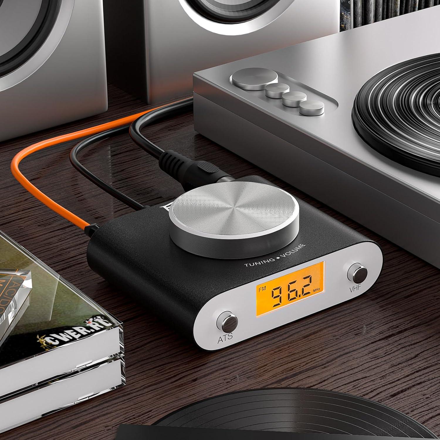 Receptor de Radio FM Facmogu Si4730 con Antena de 10m y Salida 3.5mm