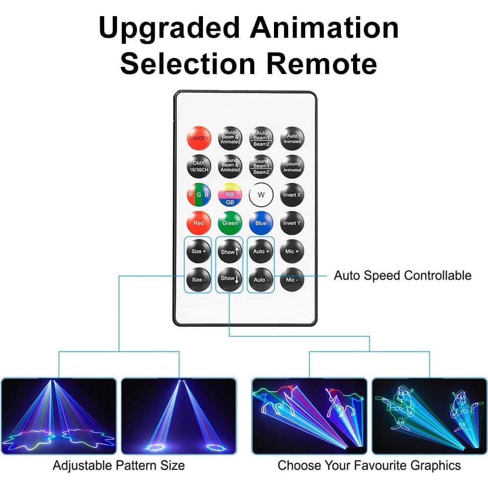Luz Láser 3D RGB DMX512 con Control Remoto para Fiesta