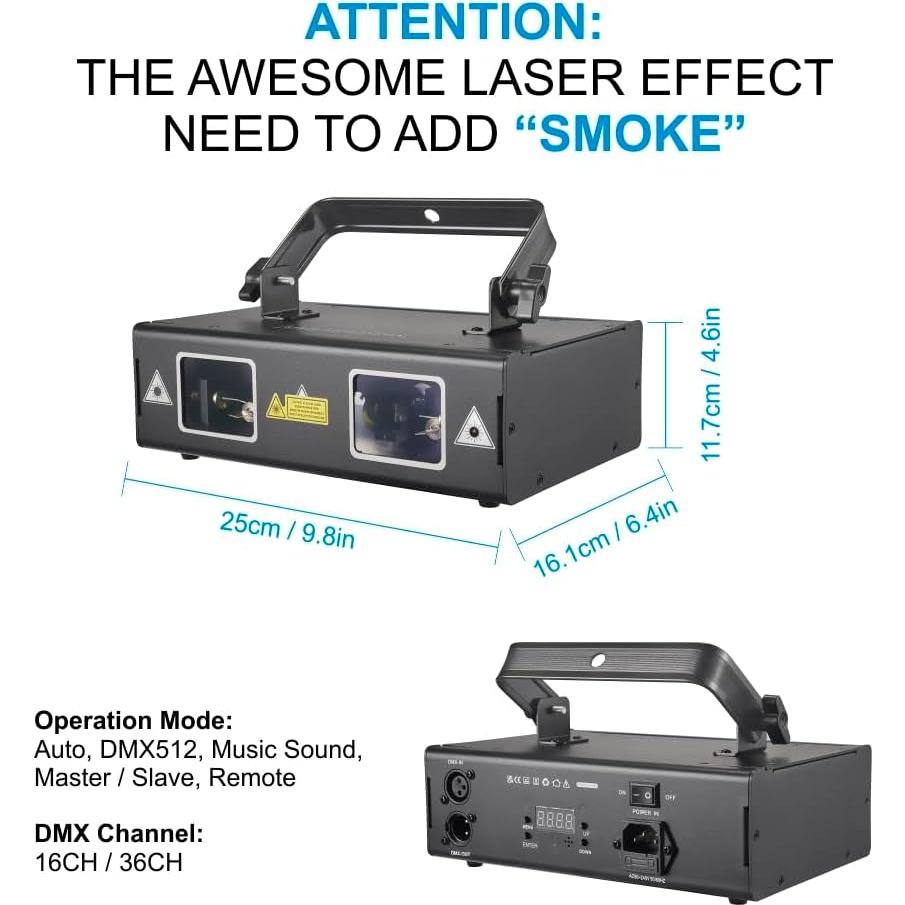 Luz Láser 3D RGB DMX512 con Control Remoto para Fiesta