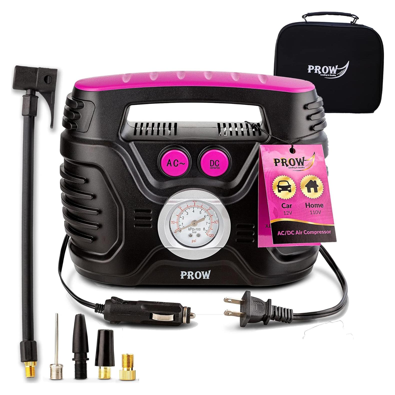 Compresor de Aire Eléctrico Portátil PROW 12V/110V con Manómetro