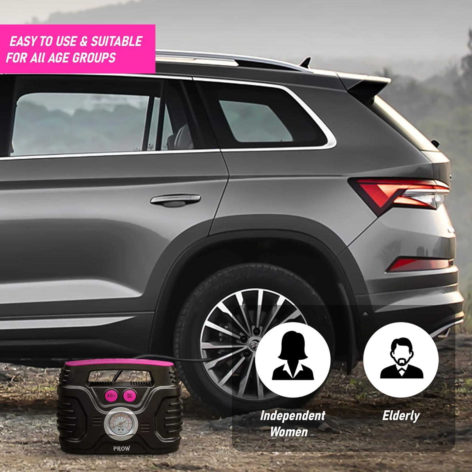 Compresor de Aire Eléctrico Portátil PROW 12V/110V con Manómetro