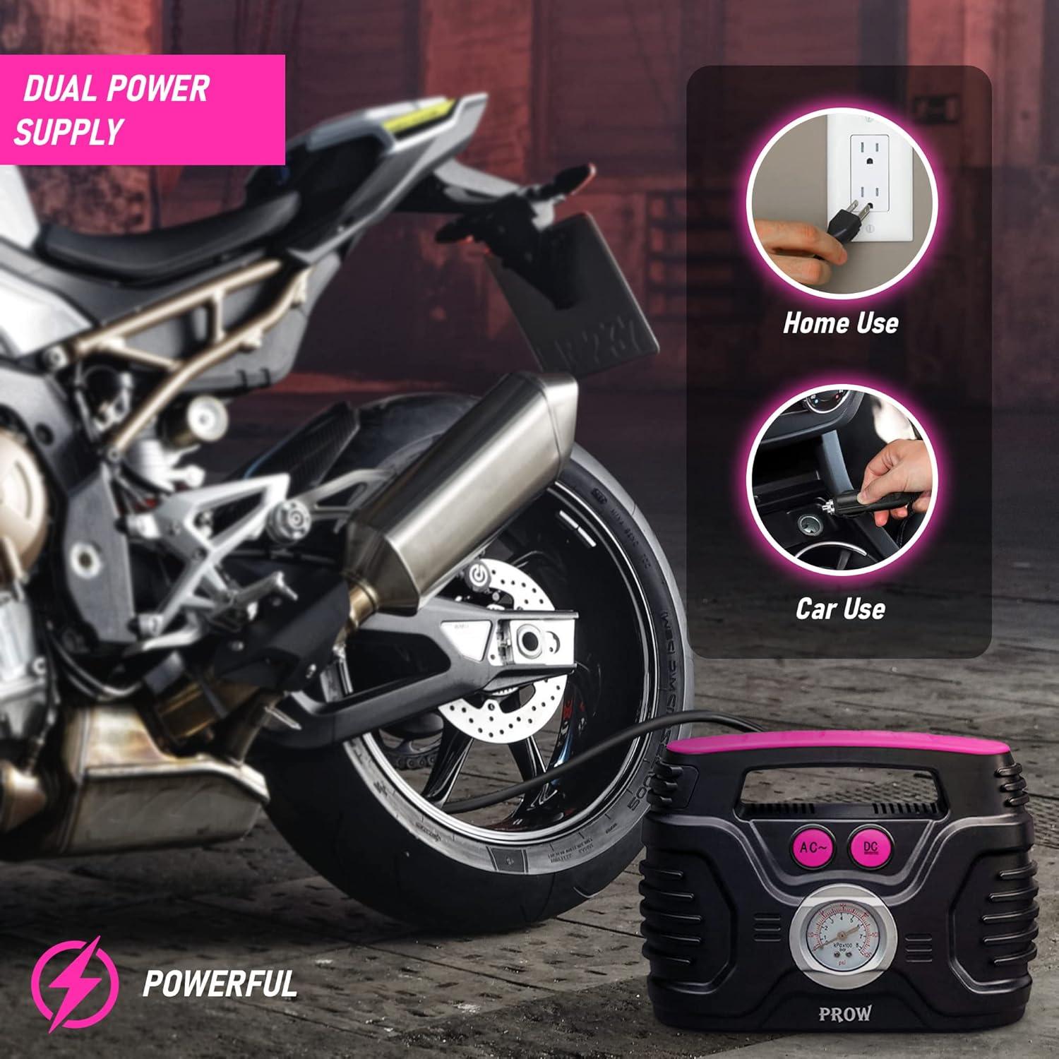 Compresor de Aire Eléctrico Portátil PROW 12V/110V con Manómetro