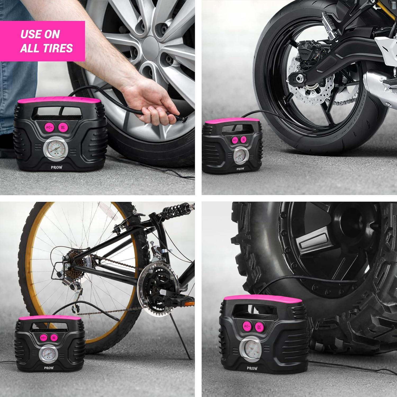 Compresor de Aire Eléctrico Portátil PROW 12V/110V con Manómetro