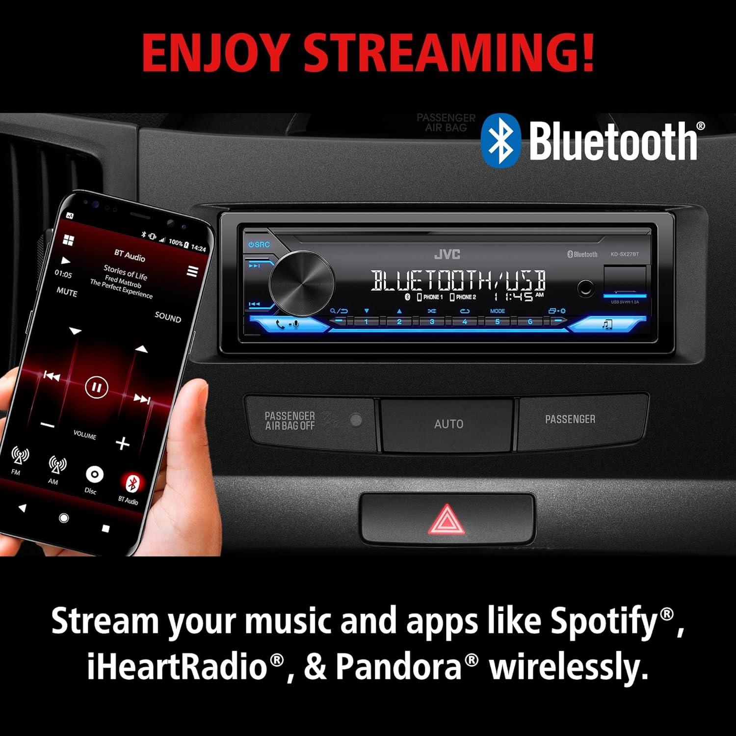 Estéreo de Coche JVC KD-SX27BT Bluetooth 100W USB 1.5A